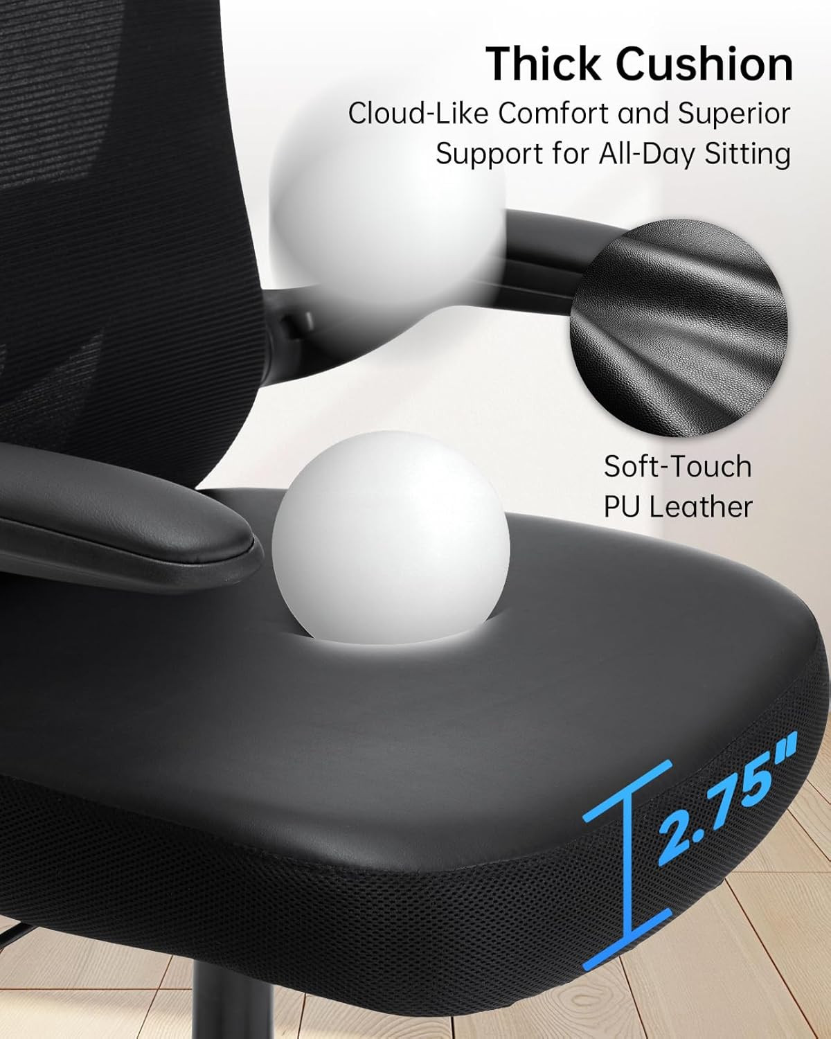 Drafting Chair Tall Office Chair with Flip-Up Arms Adjustable Height Standing De