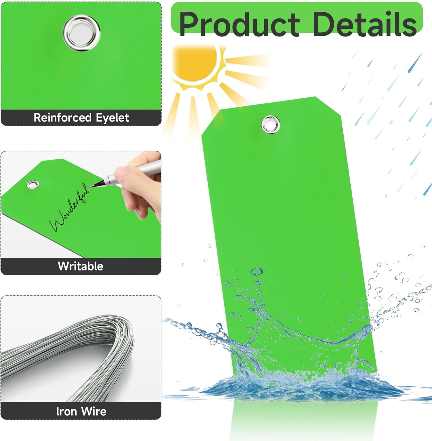 100 Pcs Tags with Wire Shipping Tags with String Write on Stacking Service for E