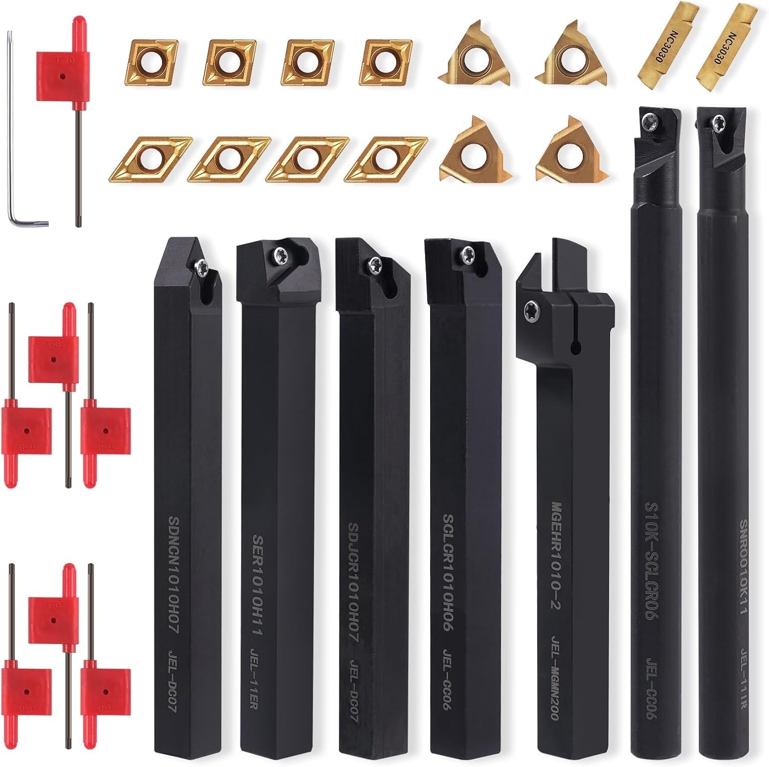 Complete 21PCS Metal Lathe Tool Set – 7 Holders & 14 Carbide Inserts Included