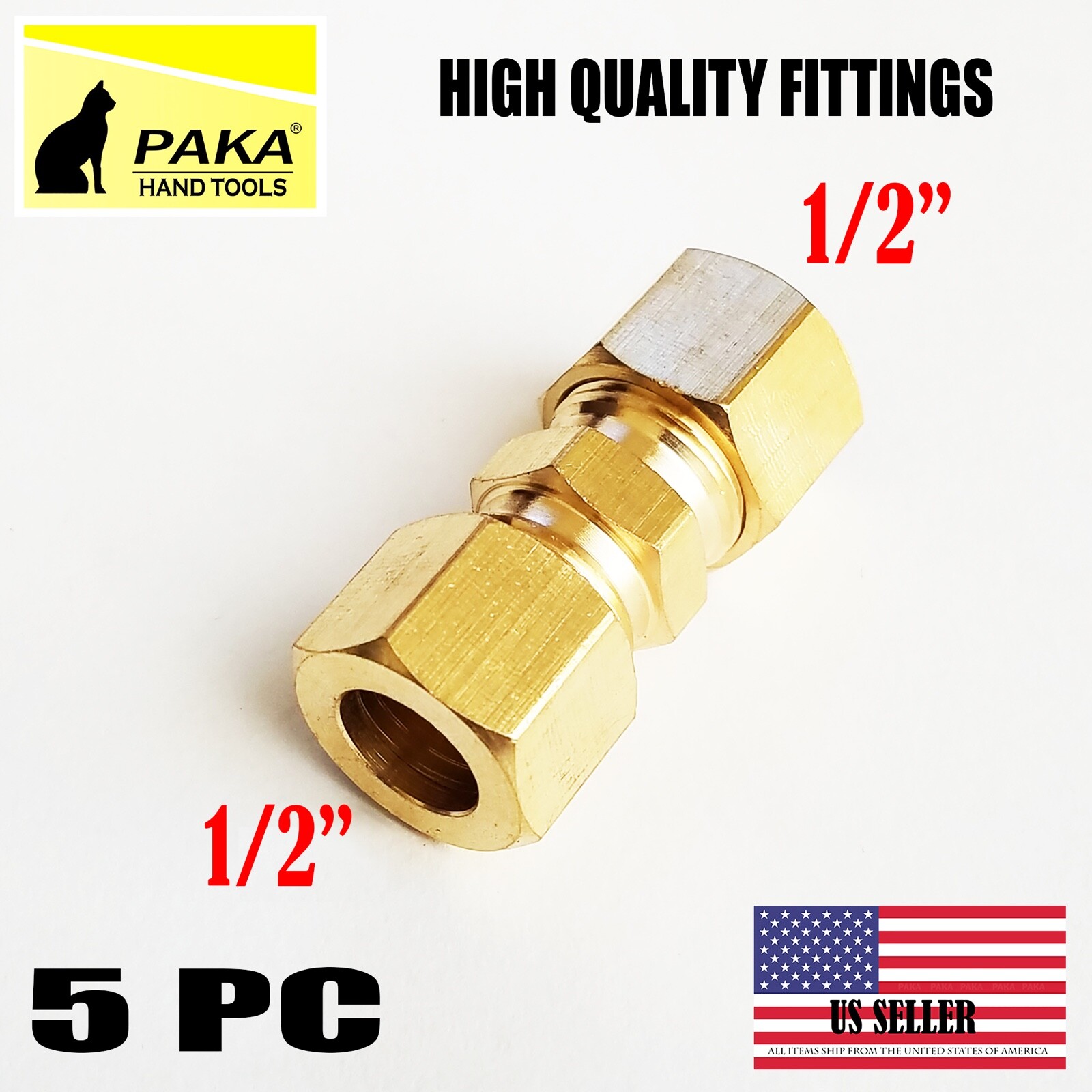 5PC High Quality 1/2″ BRASS COMPRESSION FITTINGS