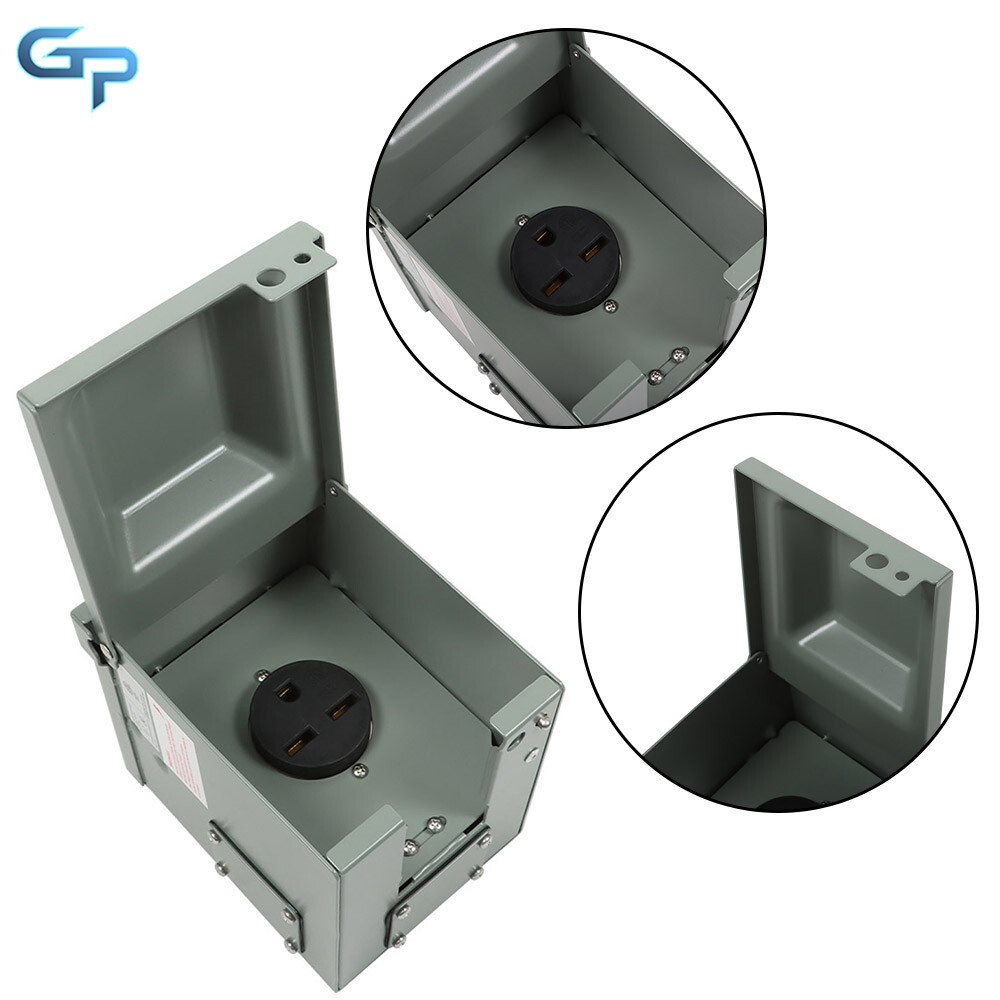 30 Amp 250 Volt NEMA 6-30R Outlet Box, Enclosed Weatherproof Outdoor Electrical