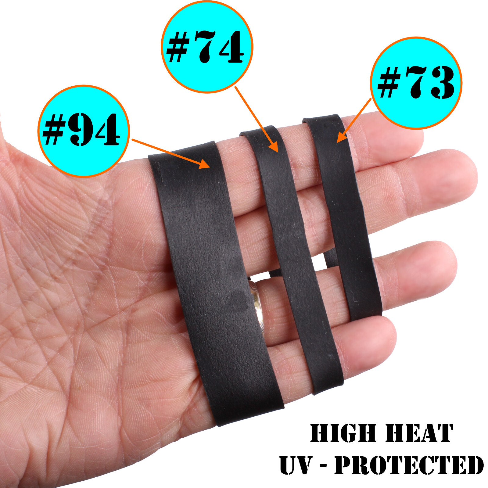 Platinum Rubber Bands #74 Size Blk (Extra Wide 375inch , Large) UV Rated US Made