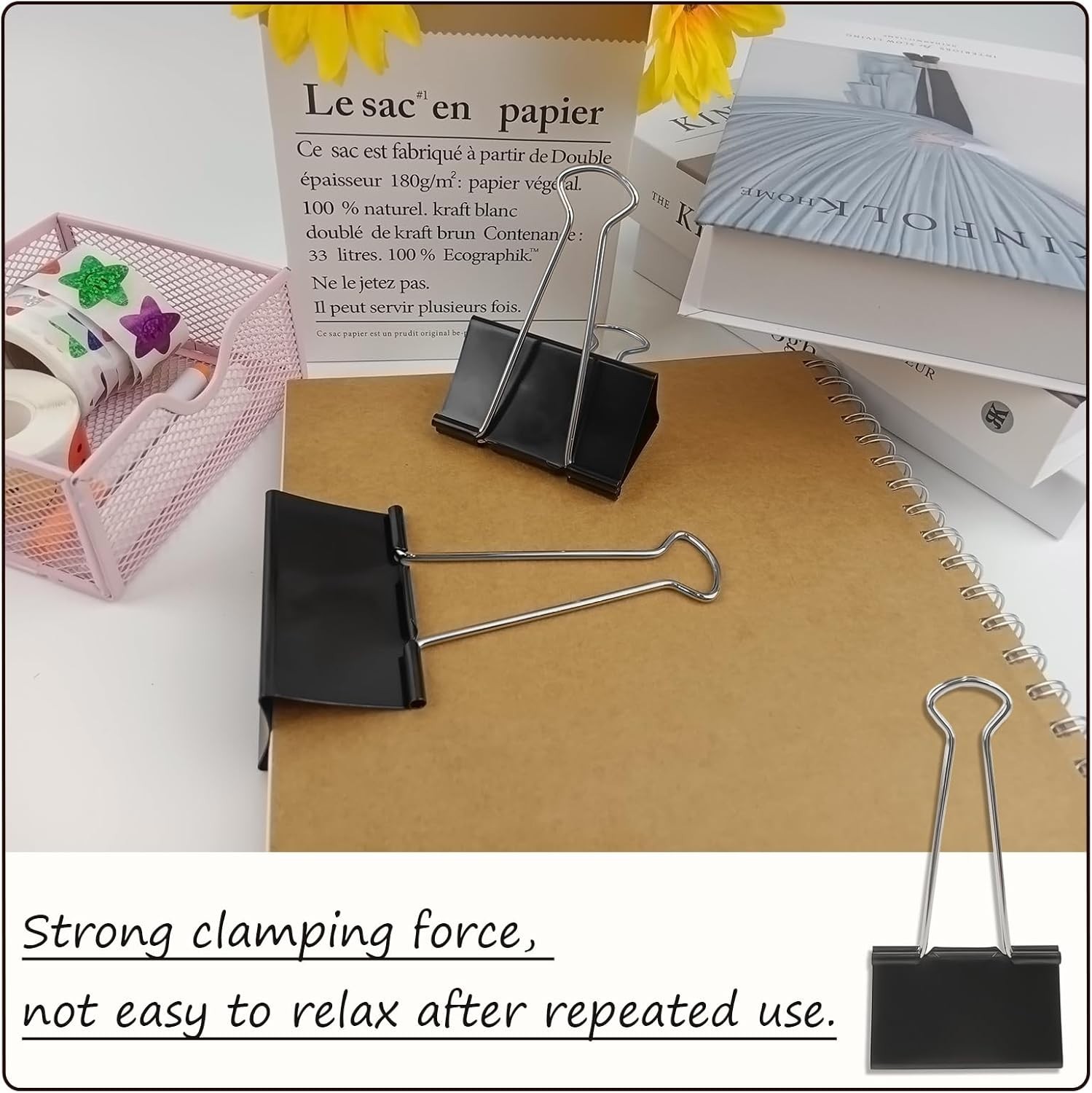 3-Inch Extra-Large DSTELIN Binder Clips – Heavy-Duty Black Paper Clamps, 75Mm Wi
