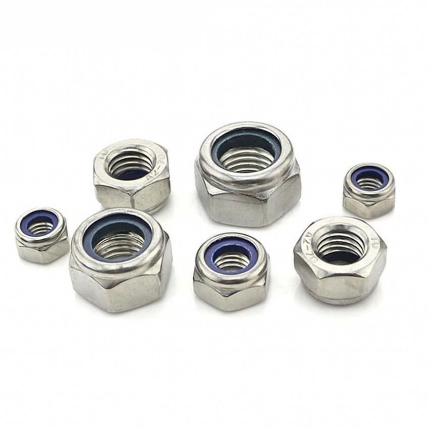 304 Stainless M6 M8 M10 M12 Left Hand Thread Nylon Insert Lock Nuts Nyloc Nuts