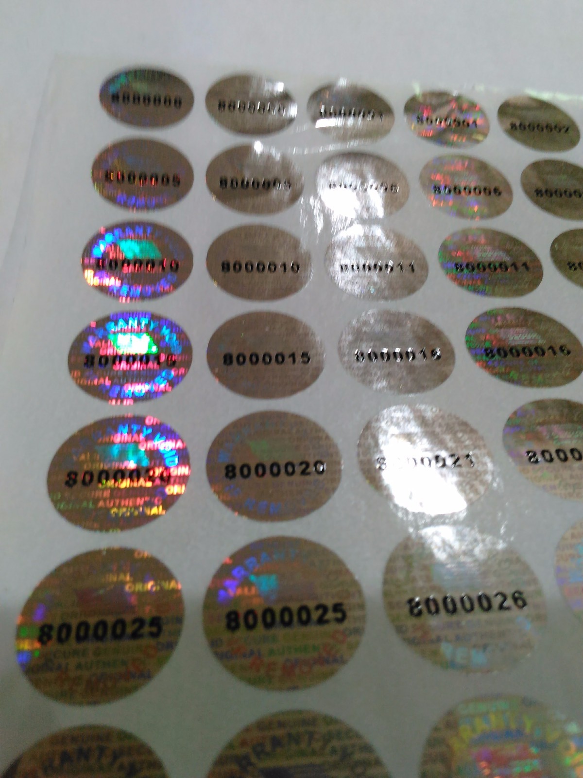200 ROUND Pair serial 14 MM TAMPER EVIDENT SECURITY VOID HOLOGRAM LABELS SEALS