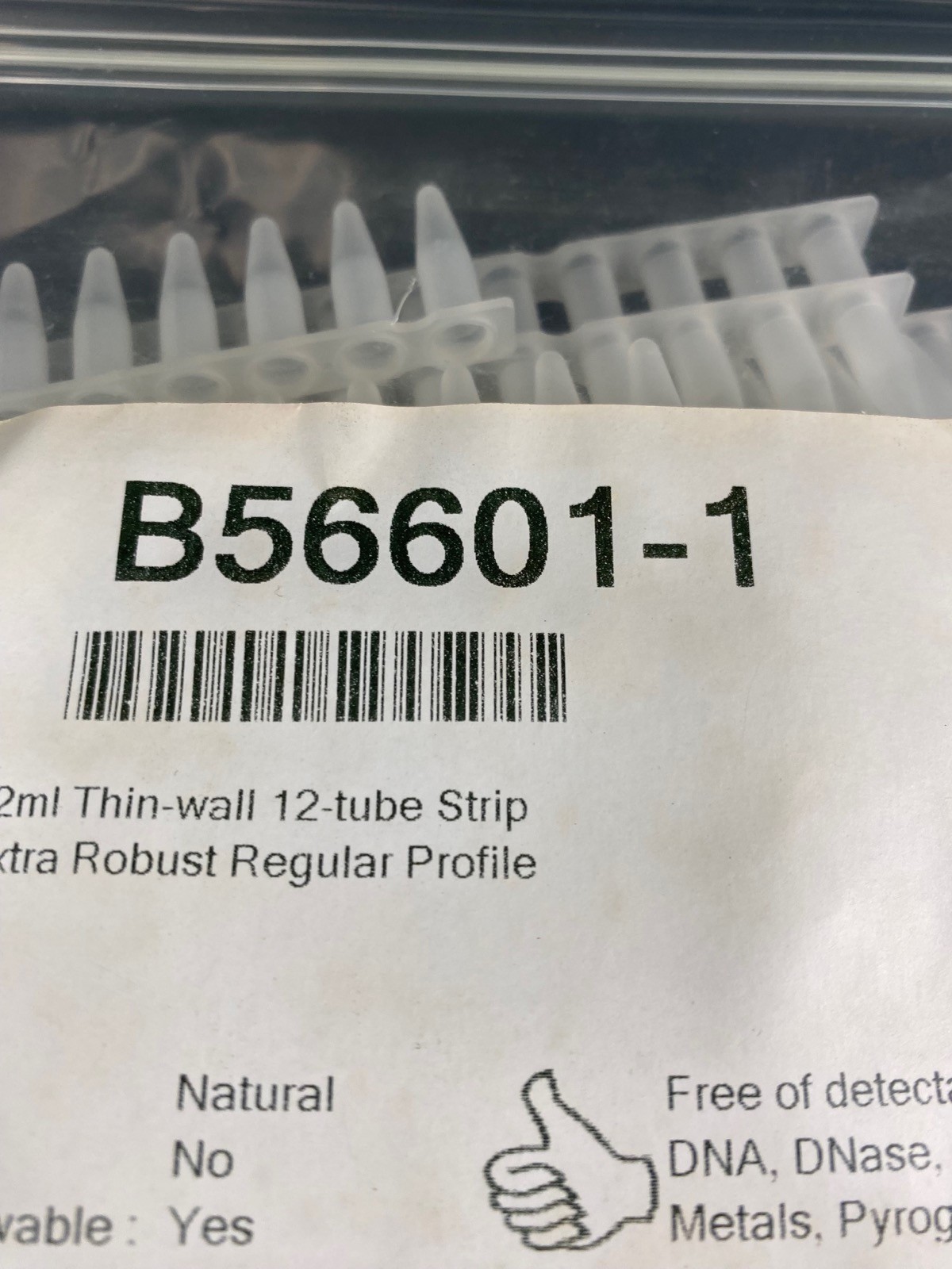 BIOPLASTICS EU 0.2mL PCR 12-Tube Strip RP LF Thin-Wall Robust B56601-1 80/cs