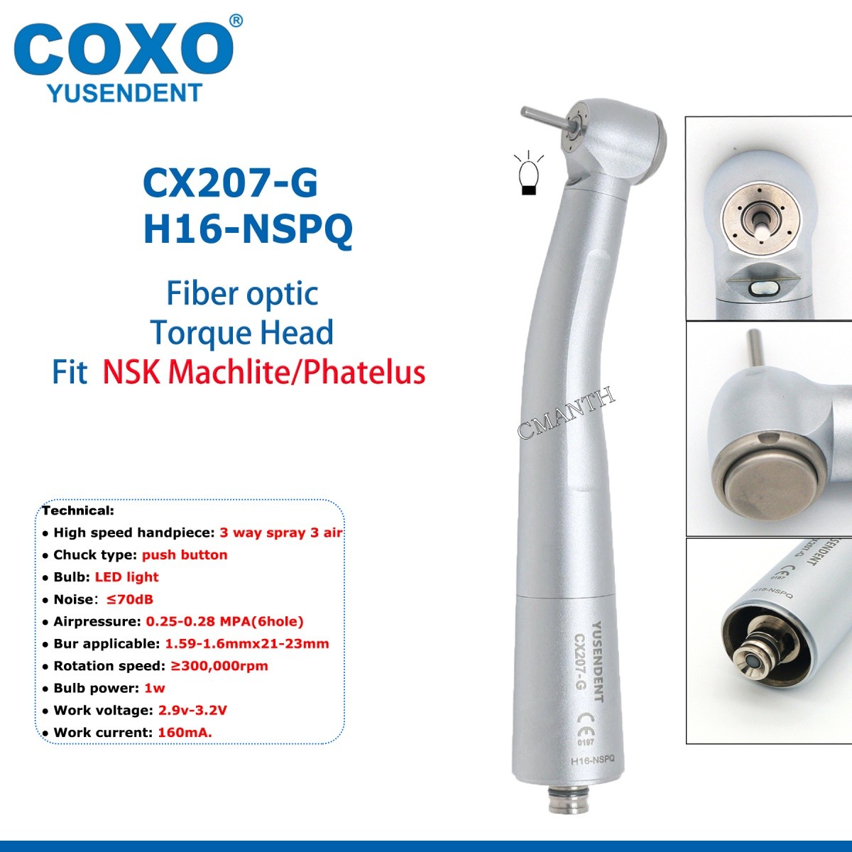 COXO Dental Fiber Optic High Speed Turbine 6Hole Coupler Fit WH KAVO NSK SIRONA