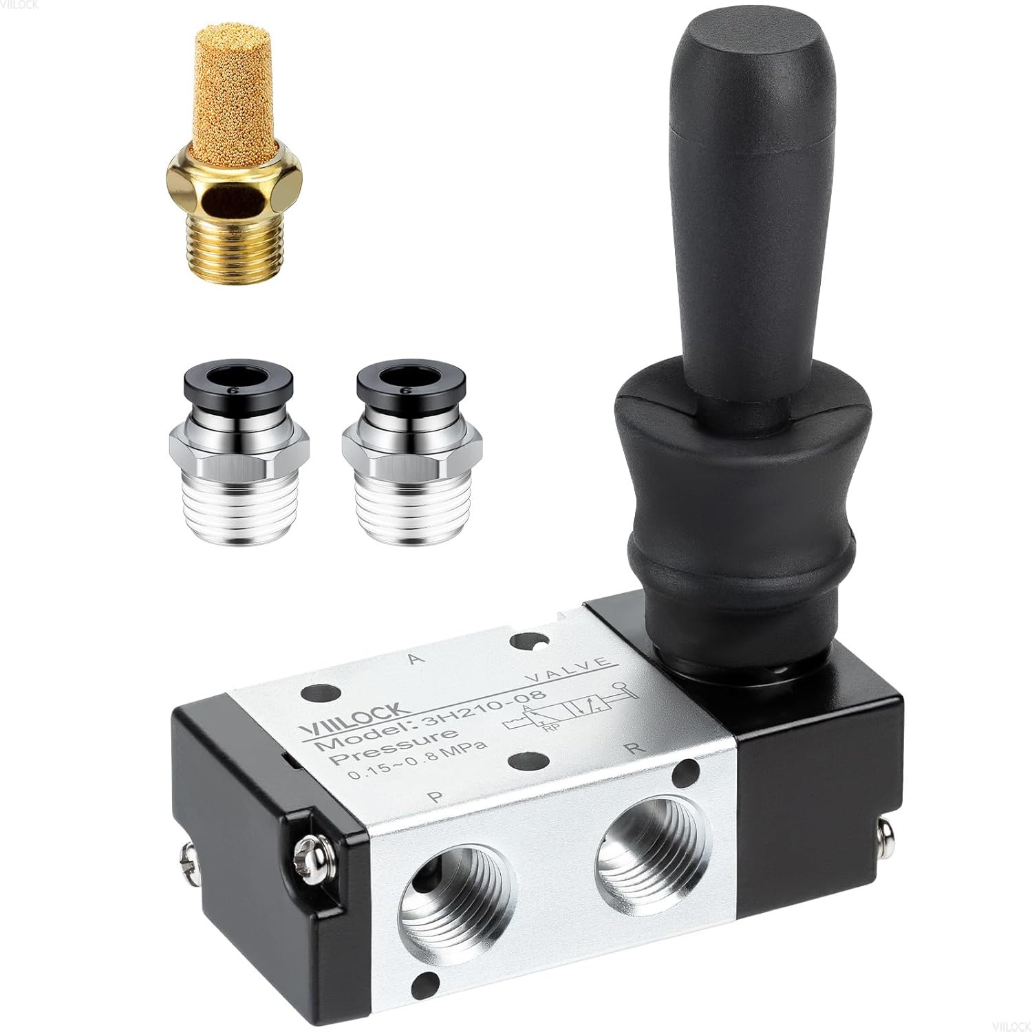 Pneumatic Air Hand Lever Valve, 3 Way 2 Position 1/4”NPT Solenoid Valve Manual C