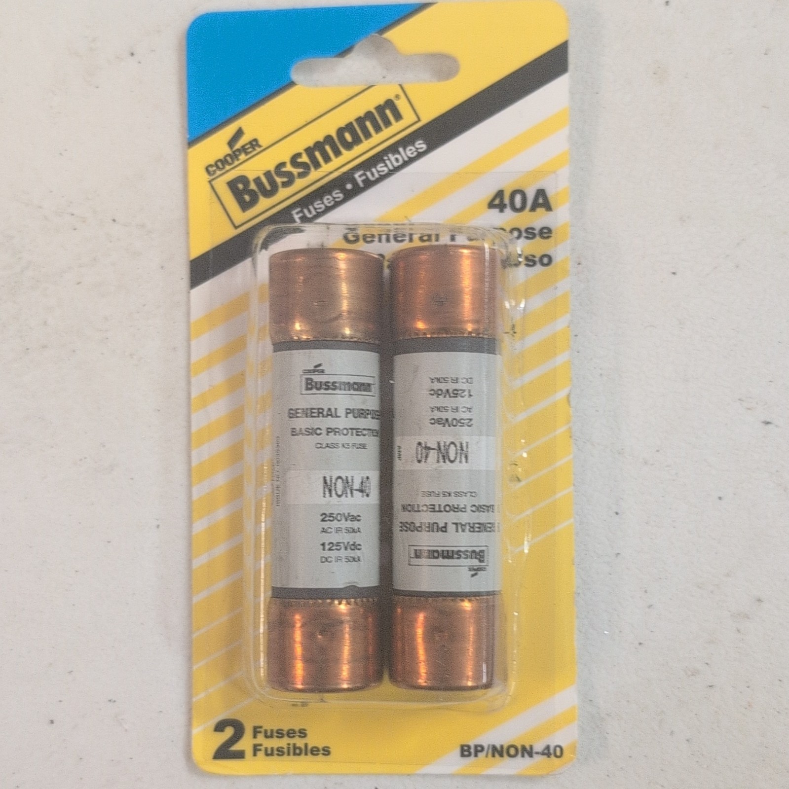 Cooper Bussmann NON-40 BP/NON-40 40A 201-250V Cartridge Fuse, 2-Pack