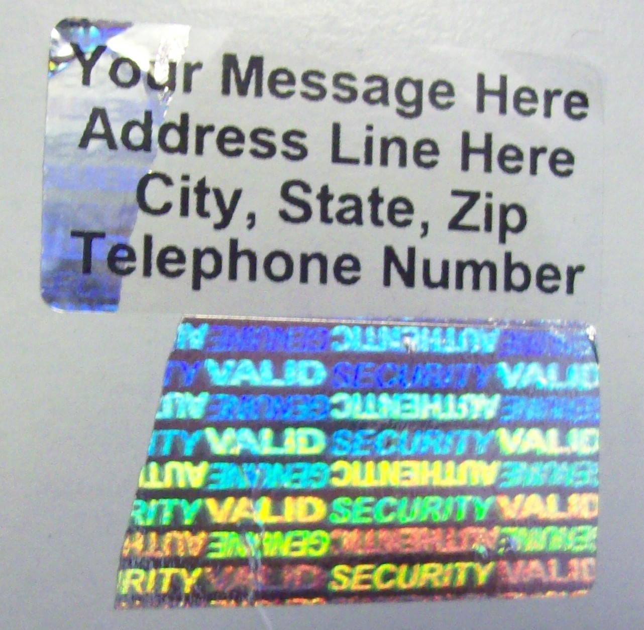 SV175c 1000 CUSTOMIZED SVAG .75″ x 1.5″ Hologram Security Stickers
