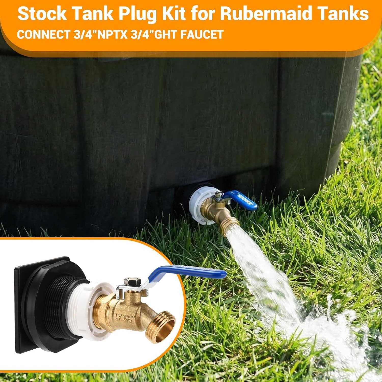 Stock Tank Plug Kit for Rubbermaid 50、70、150、100, 300 Gallon Stock Tank ≥ 2 i…