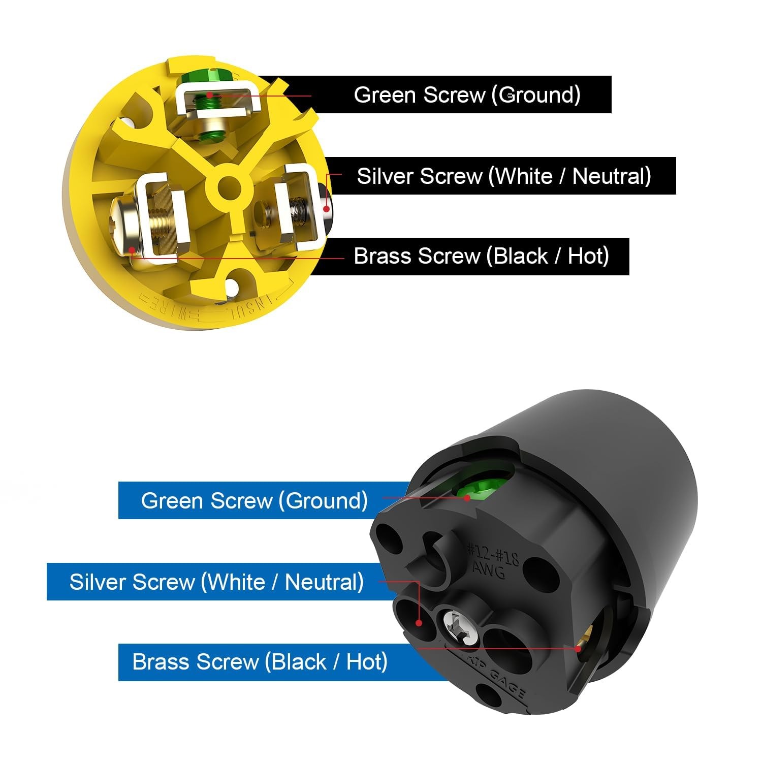 Black 3 Prong Male Extension Cord Replacement Plug Electrical End