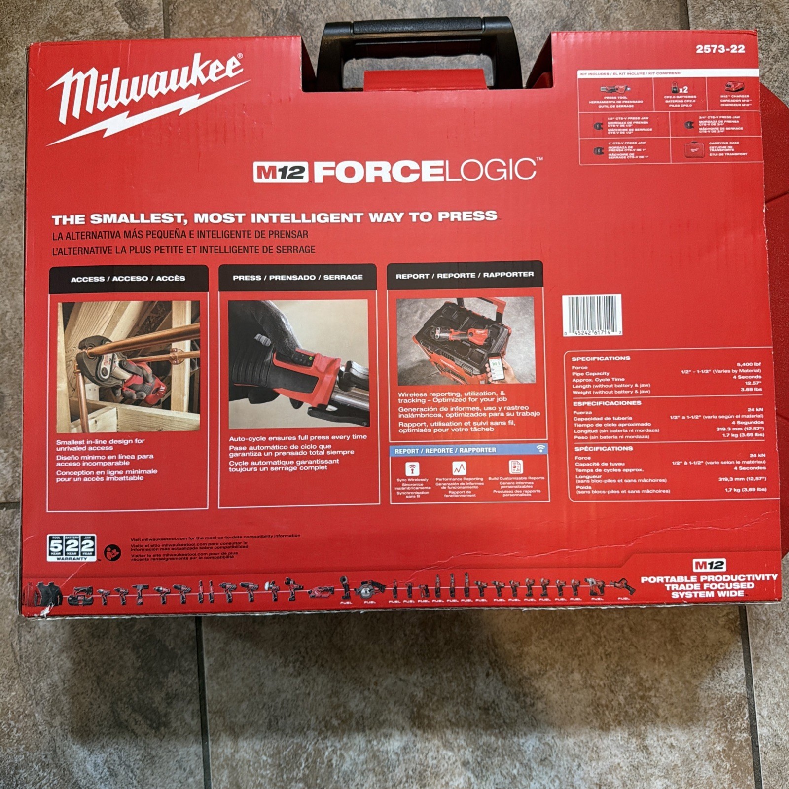 Milwaukee M12 FORCE LOGIC Press Tool Kit with Jaws – 2573-22 NEW