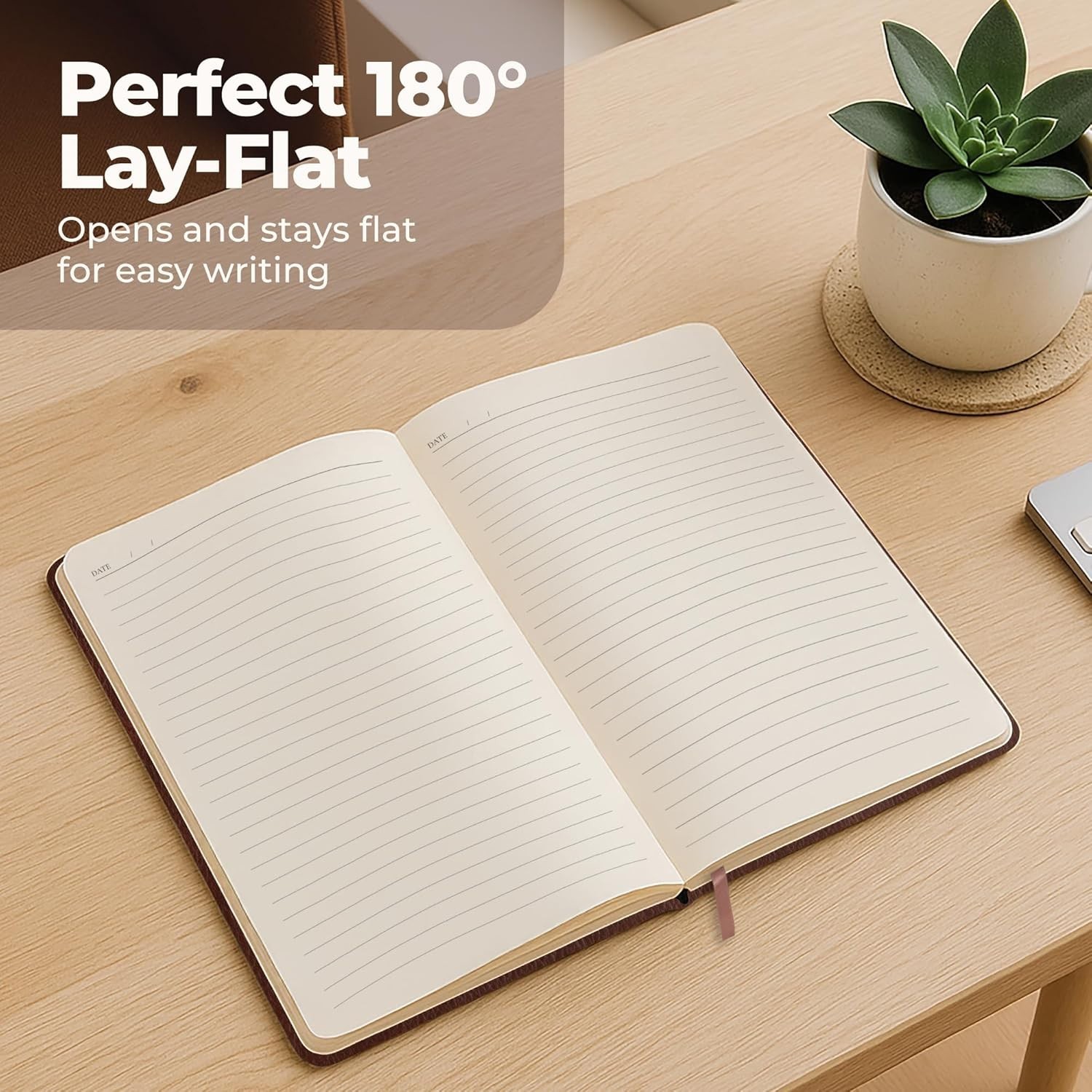 Lined Leather Bound Journal Notebook, A5 Hardcover – Brown 5.8×8.3″ A5,