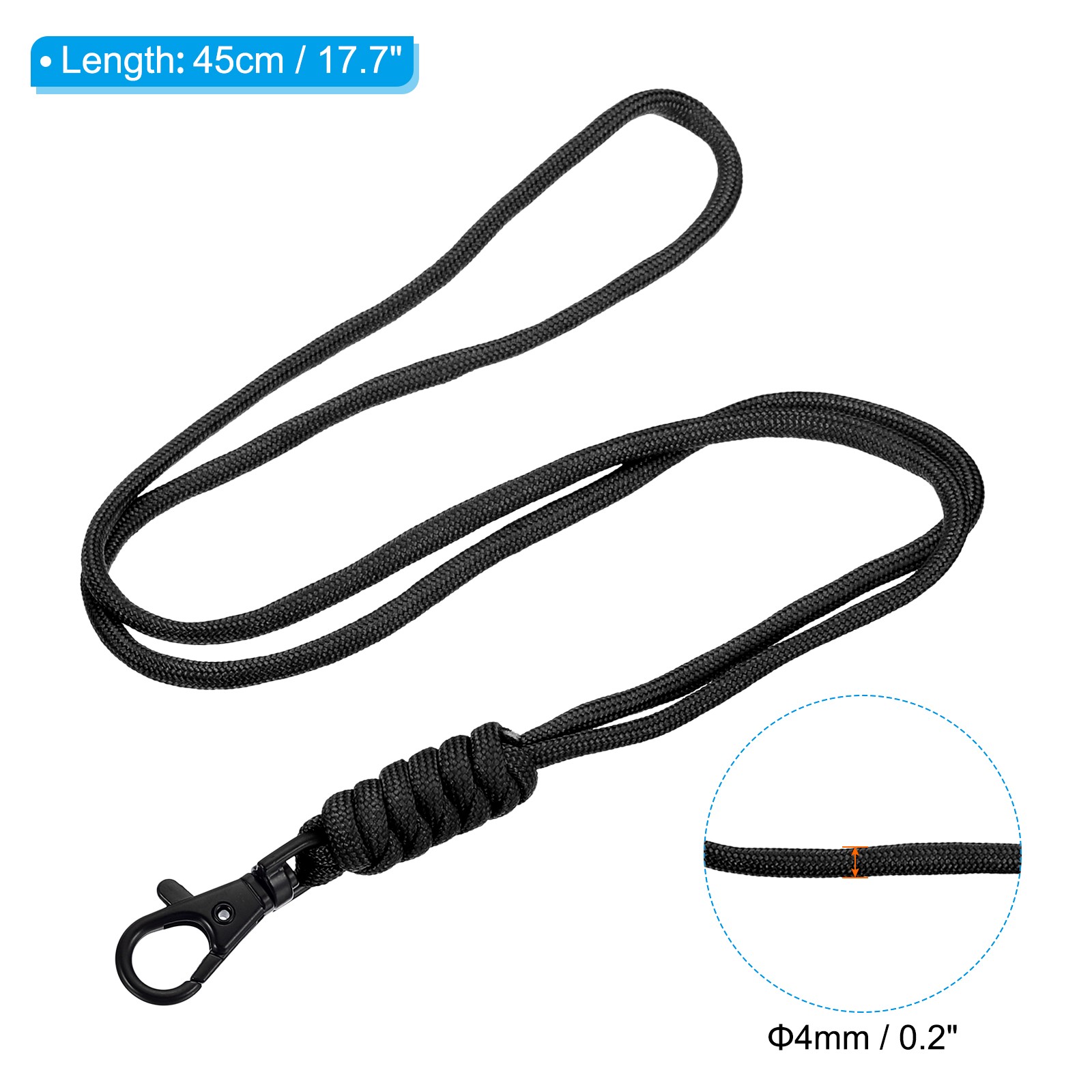 Neck Lanyard Badge Lanyards Long Strap ID Card Holder Keychains Black