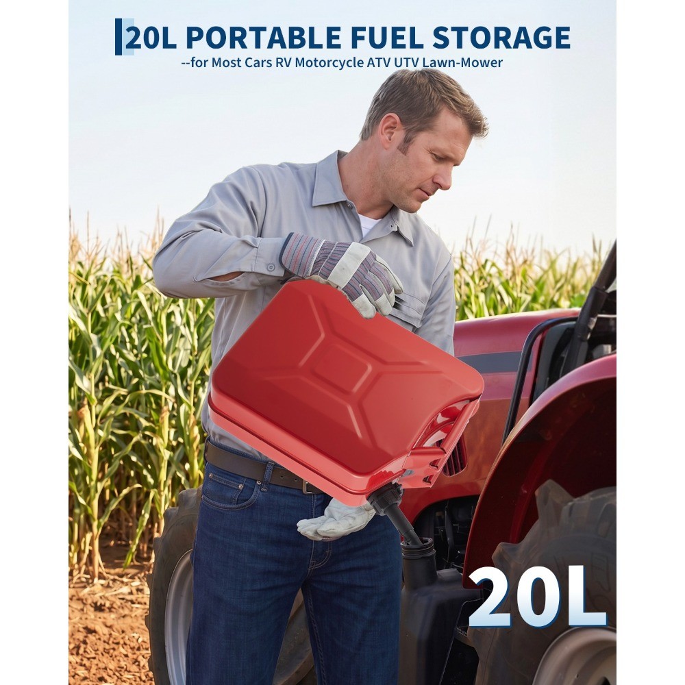 20L 5.3 Gallon Jerry Can Gas Steel Tank Green Military Petrol Can NATO W/ Spout