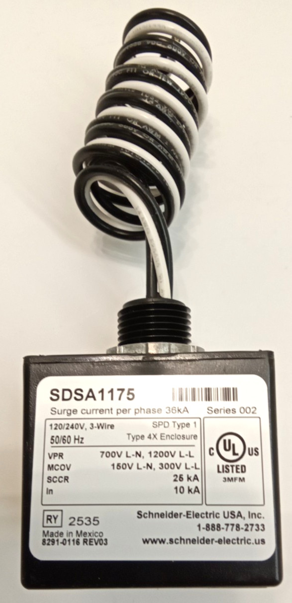 Square D SDSA1175 Surge Protection Device 120/240VAC 1 Phase 36kA 3 Wire Nema 4X