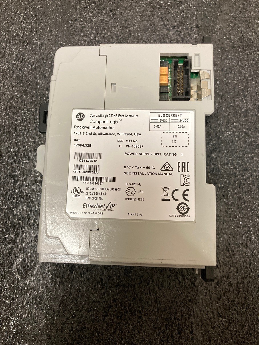 ALLEN BRADLEY 1769-L32E SER B FW 1.17 COMPACTLOGIX PROCESSOR 750KB