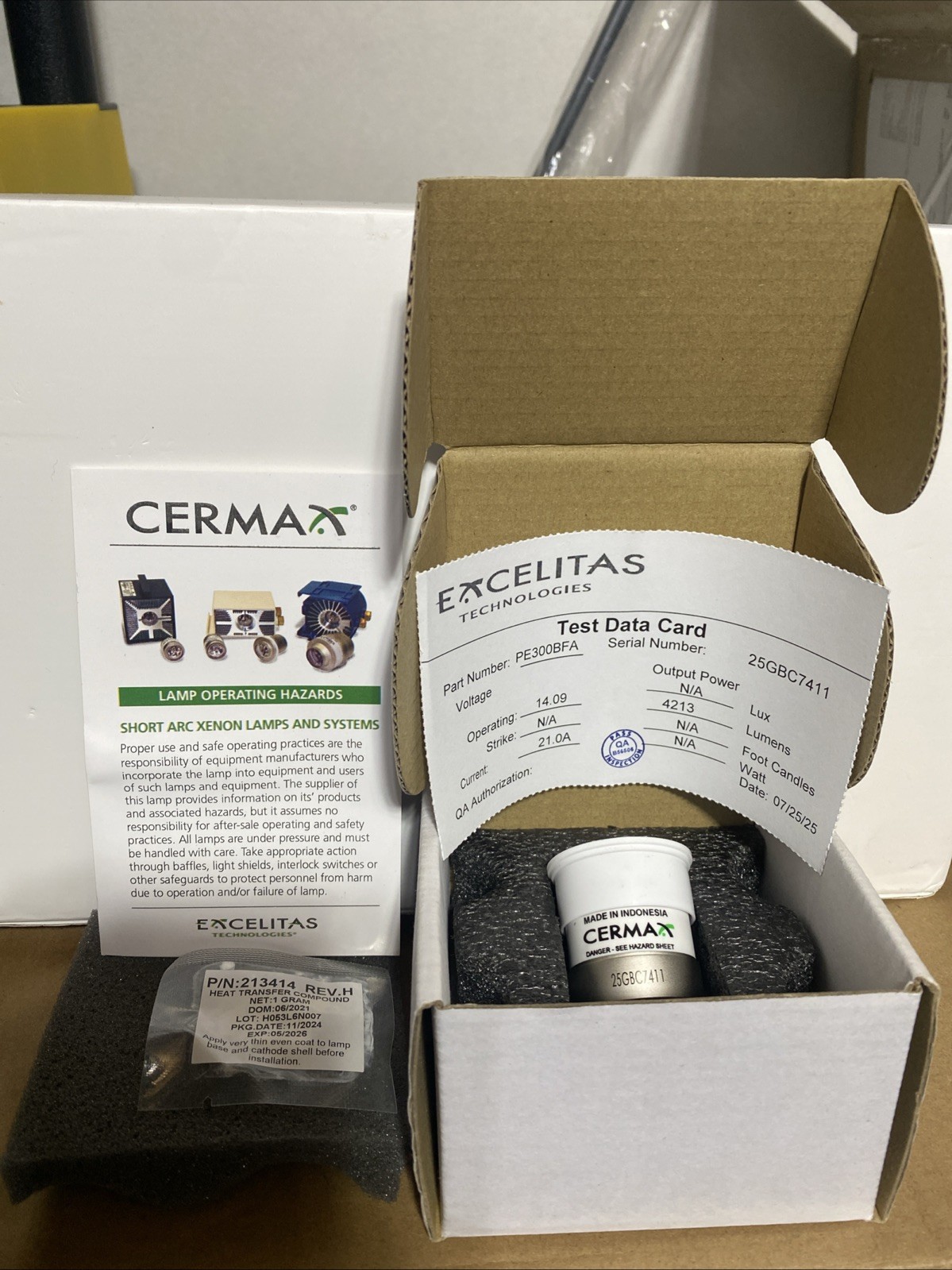 Excelitas PE300BFA Excelitas Cermax 300W Xenon Lamp NEW Part Number 57030 😱😱