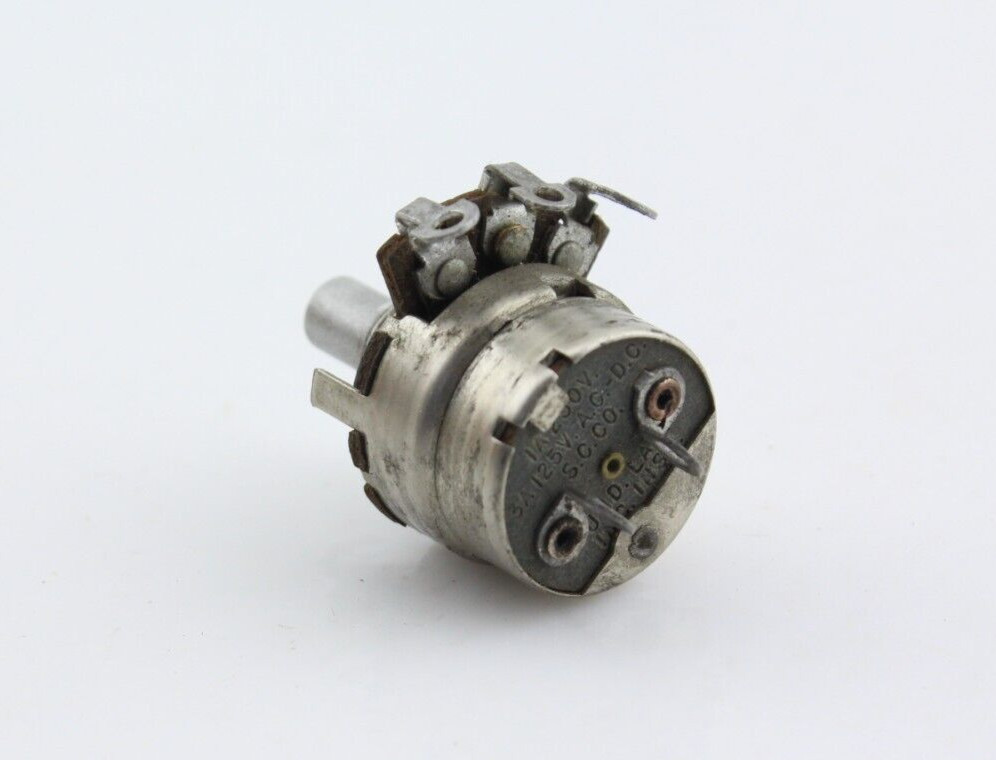 Vintage 1955 Stackpole 1M Ohm Audio Taper Potentiometer Switched RF Shield Cup