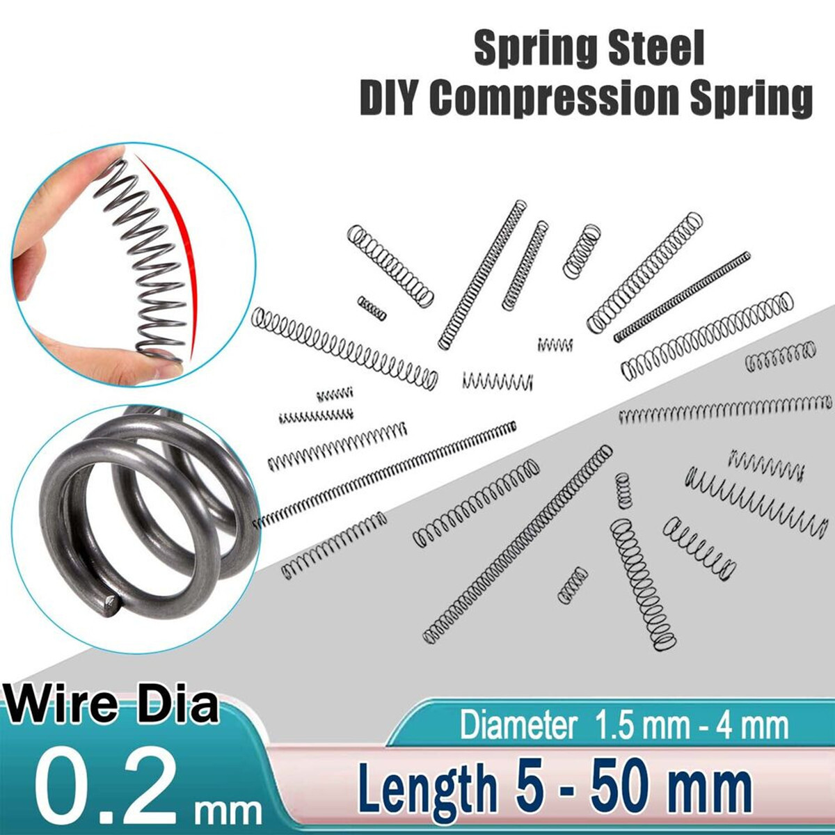 0.2mm Wire Diameter Compression Spring Steel 1.5 – 4mm OD Small Pressure Springs