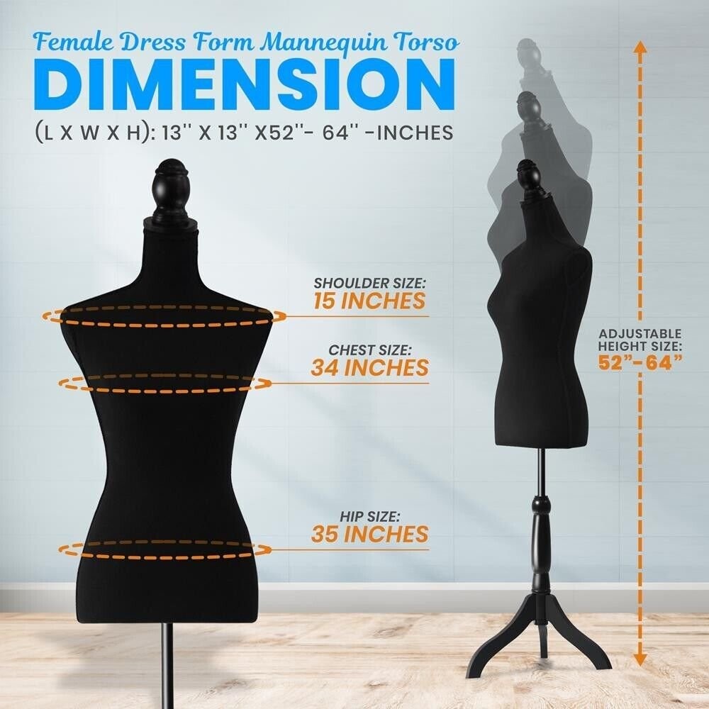SereneLife Female Dress Form Mannequin Torso Display Mannequin Body, Adjustable