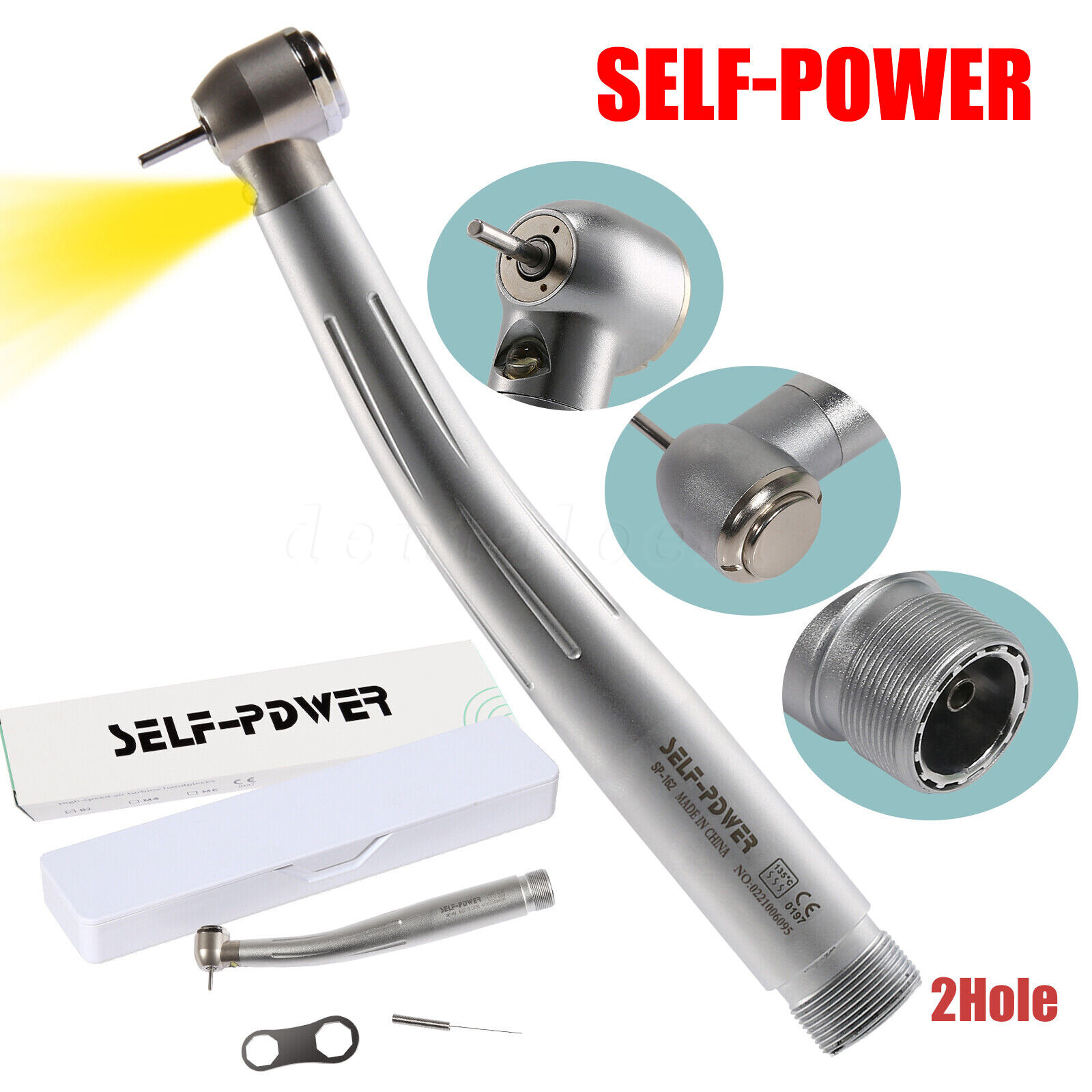 NSK Style Dental Fiber Optic LED High Speed Handpiece Turbine 2-Hole Self Power
