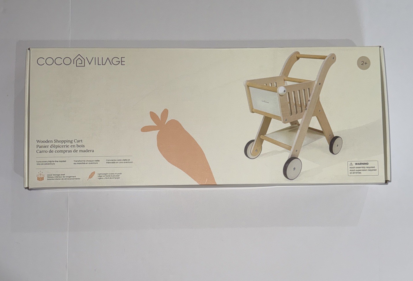 New Coco Village Wooden Shopping Cart 2+ Years Play Food Kitchen Play Hardwood