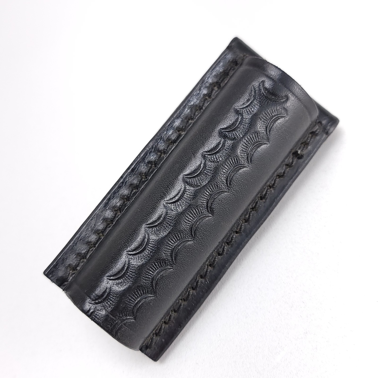 Vintage Safety Speed Black Basket Stamped Leather 3/4″ Pass-through