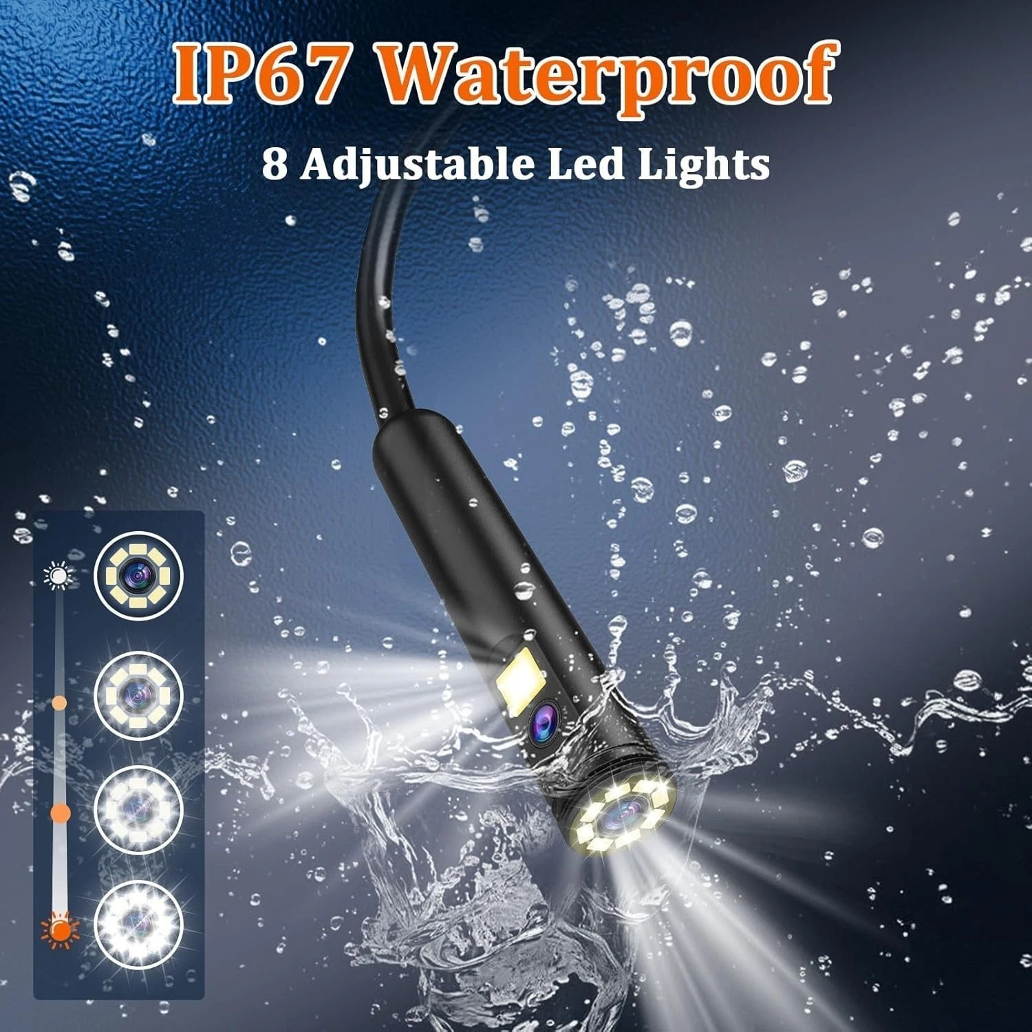 LCD Industrial Endoscopes 1080P HD Borescope 4.3inch 8mm Inspection Snake Camera
