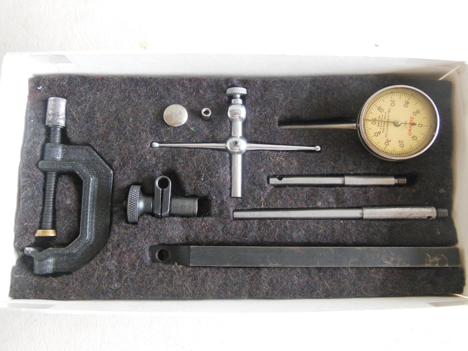 Starrett No. 196 Plunger Back Dial Indicator with Accessories