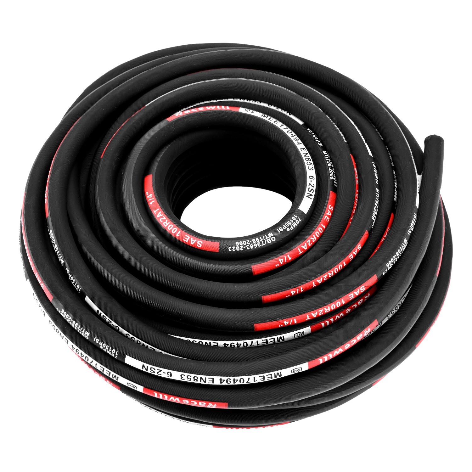 1/4″ 100′ HYDRAULIC HOSE TWO WIRE HOSE FLEXIBLE 70MPa / 10150PSI WITH 24 FITTING