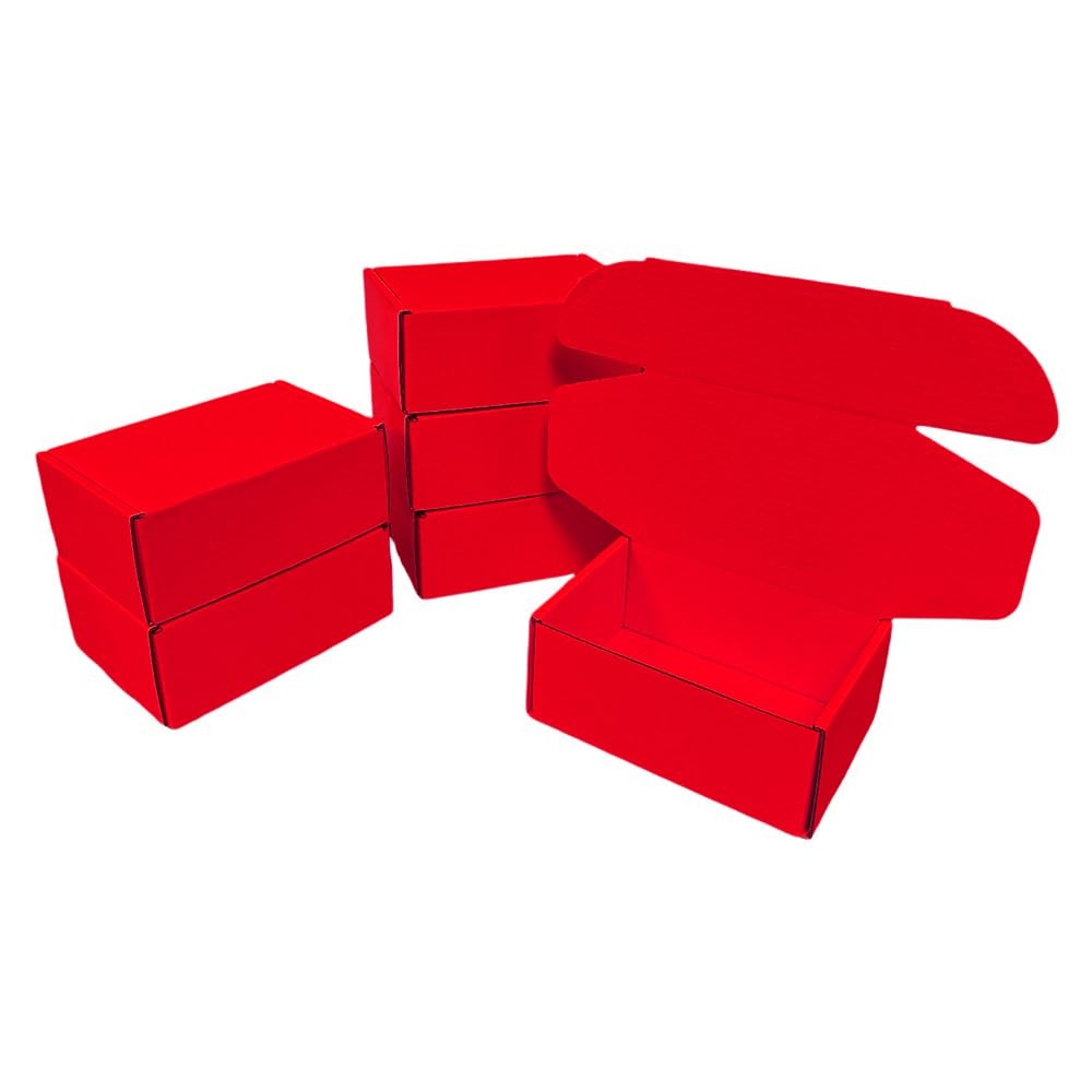 50 Pack 6x4x2.4 in Red Shipping Boxes | Corrugated cardboard mini mailer boxe…