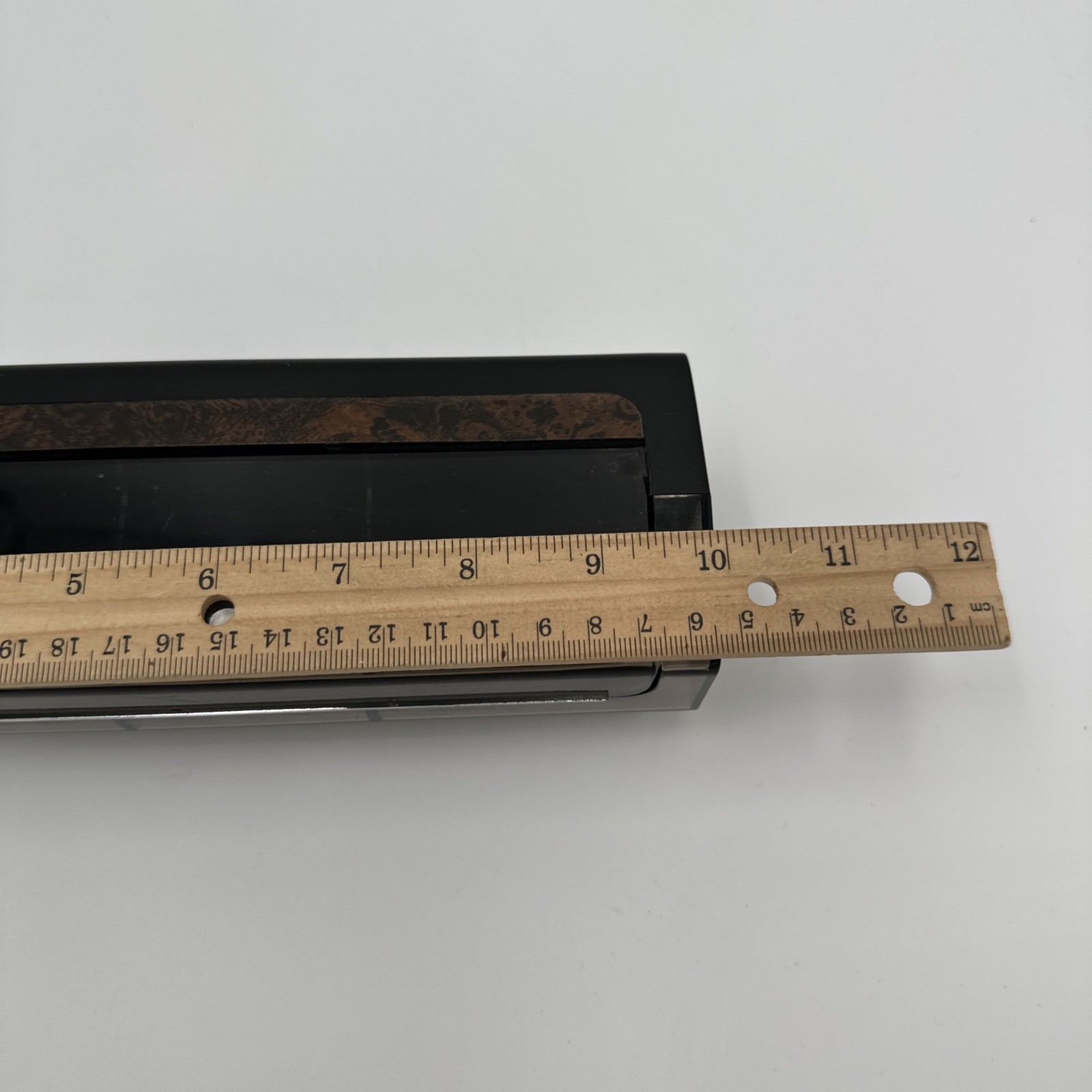 1980s Plastic Black with Faux Wood Desk Caddy Clear Smoke Organizer Hong Kong