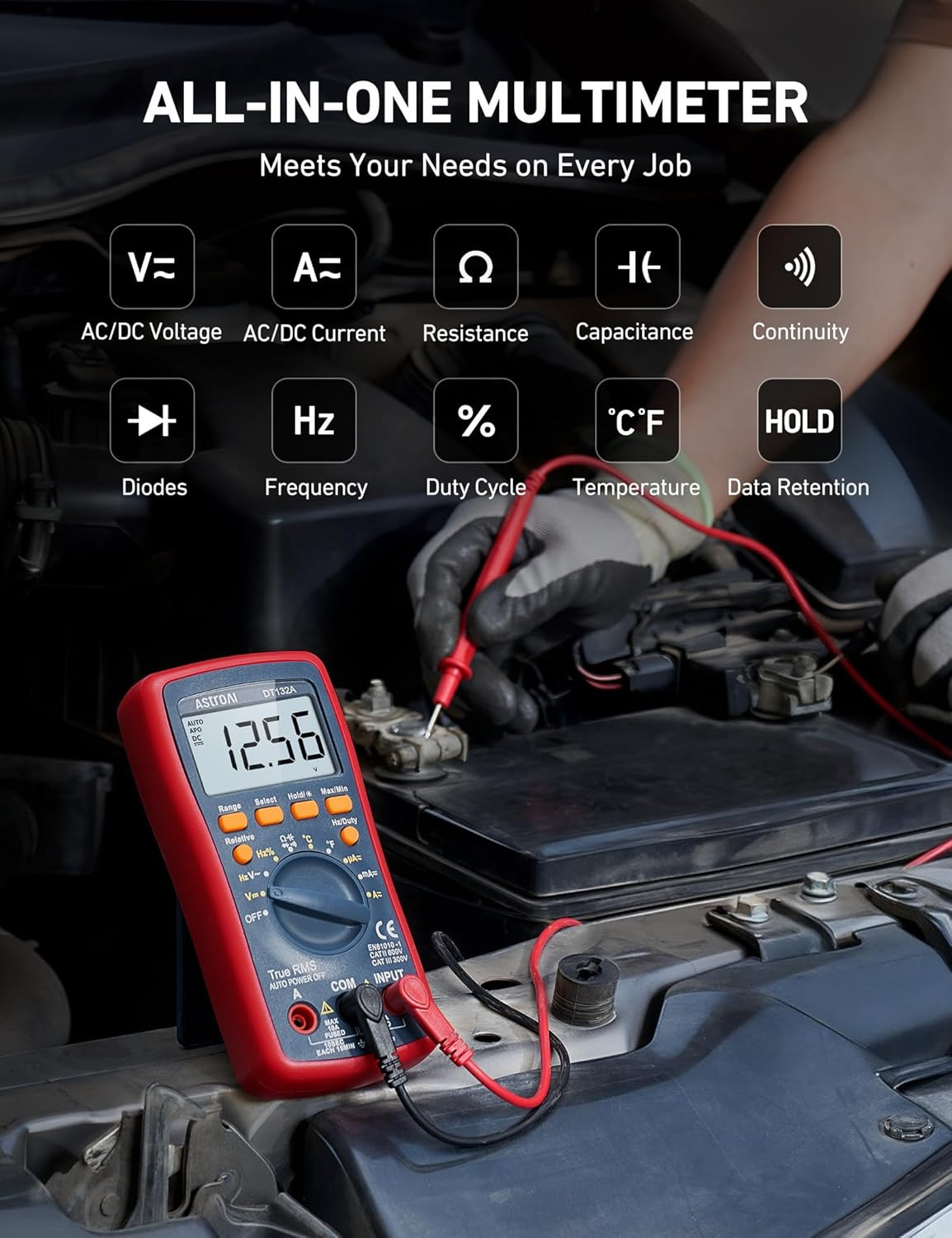 Astroai Digital Multimeter, TRMS 4000 Counts Volt Meter (Manual and Auto Ranging