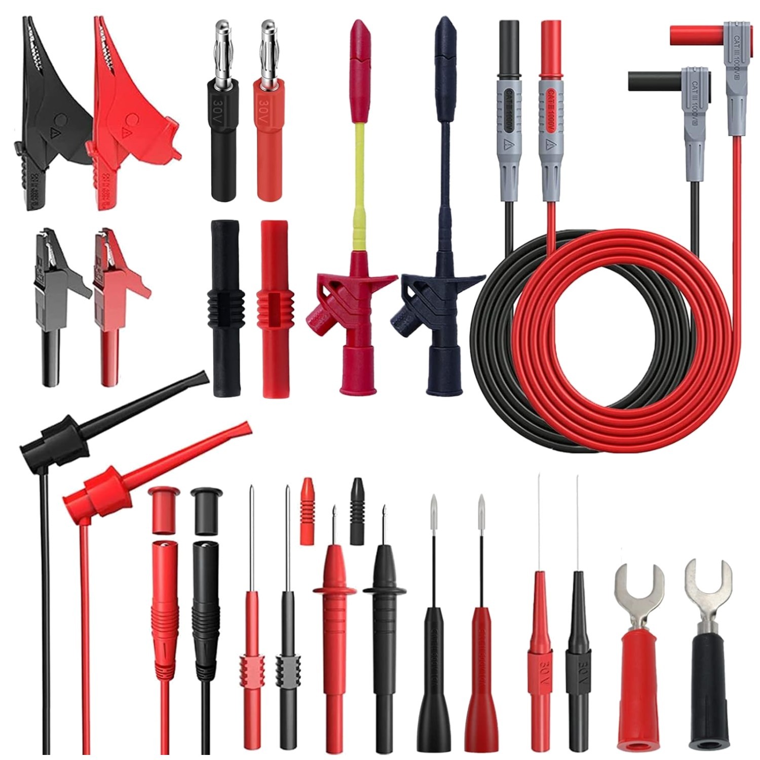 CAT III 1000V Multimeter Leads with Alligator Clips