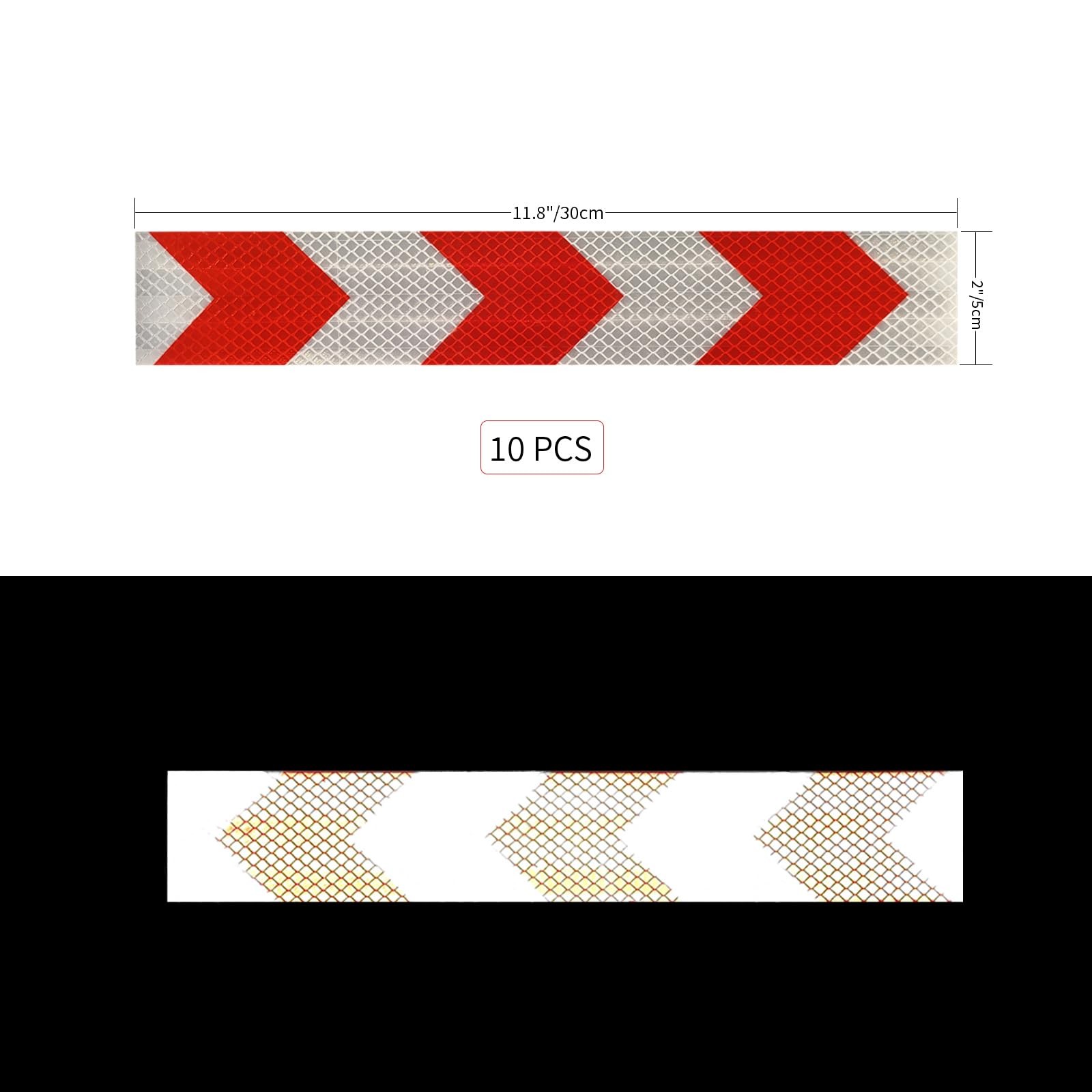 Reflective Arrow Tape Red & White 2″ x 11.8″ -10 Pcs Outdoor Waterproof Consp…