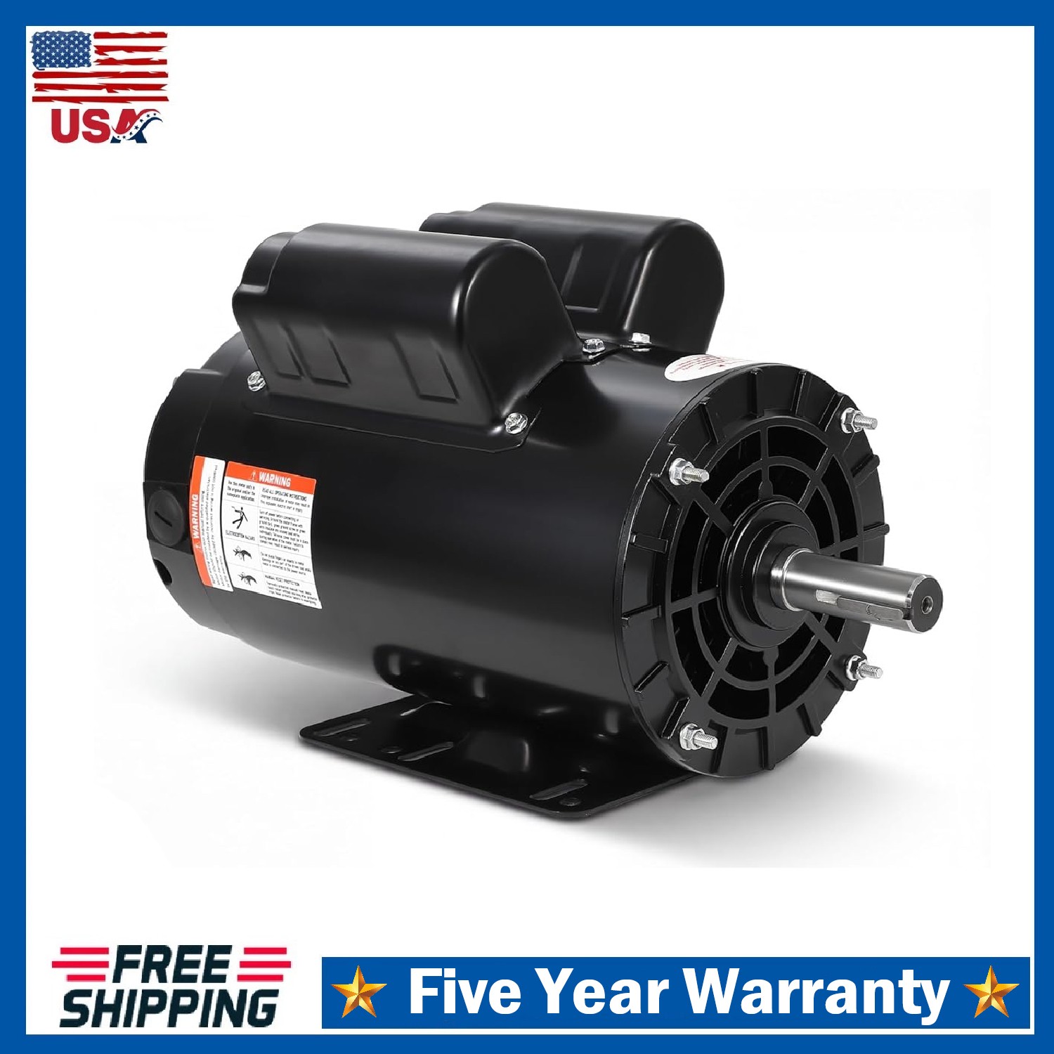 2/3/5 HP SPL Air Compressor Motor 230V 17.6A 56 Frame 3450RPM CW/CCW Rotation
