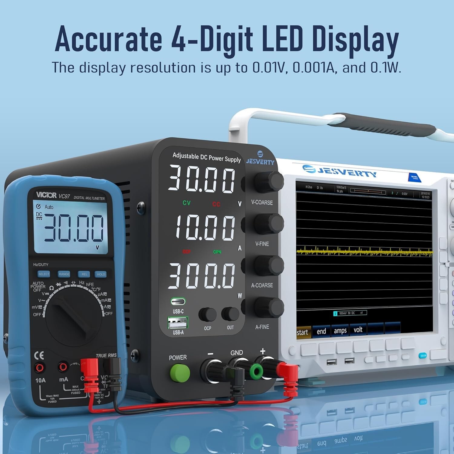 DC Power Supply Variable, 0-32V 0-10A Switching Bench Power Supply with 20W U…