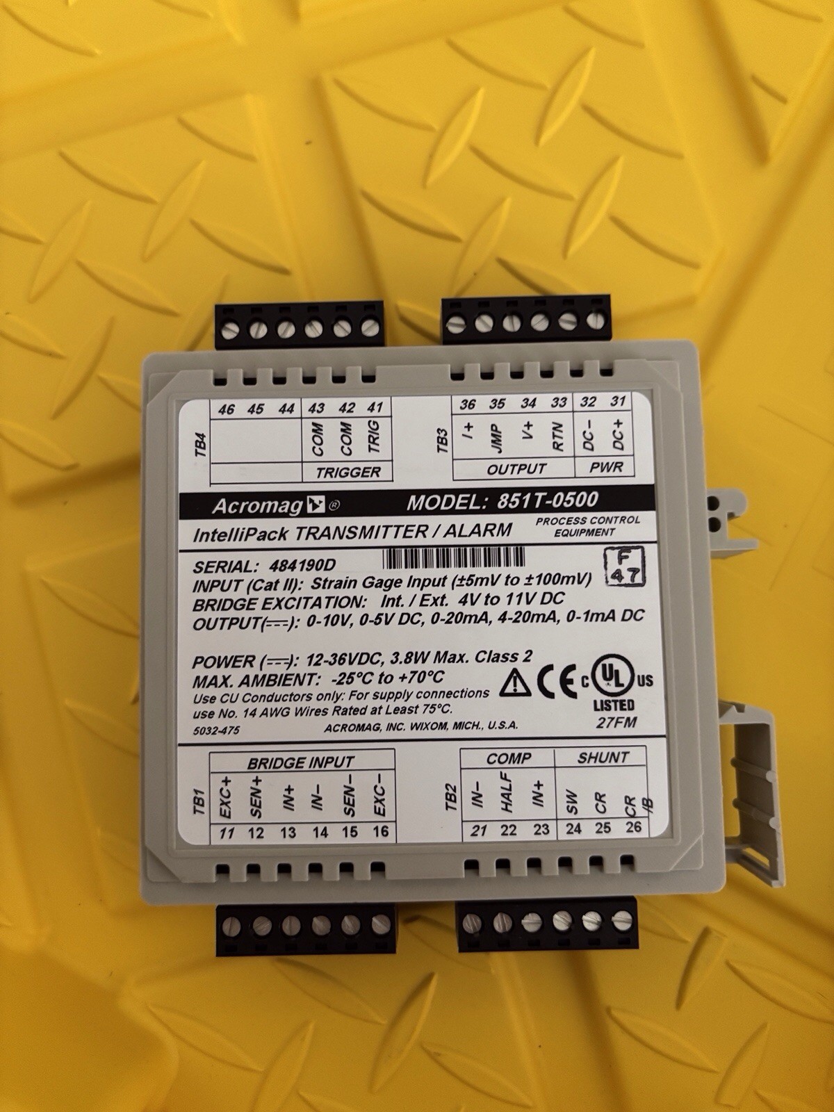 Acromag IntelliPack Strain Gauge / Load Cell Transmitter Module 851T-0500