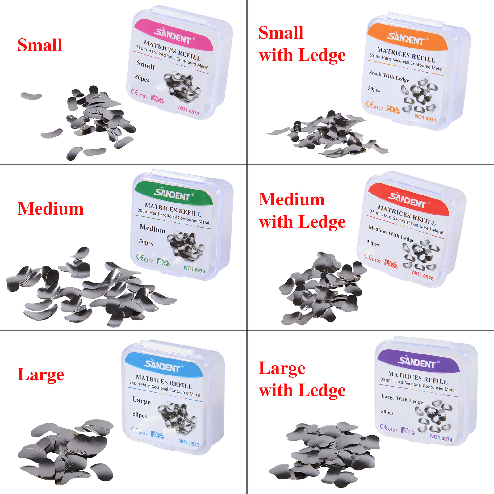 50 Pcs Dental Sectional Contoured Metal Matrices Refill Matrix Band Ledge SA