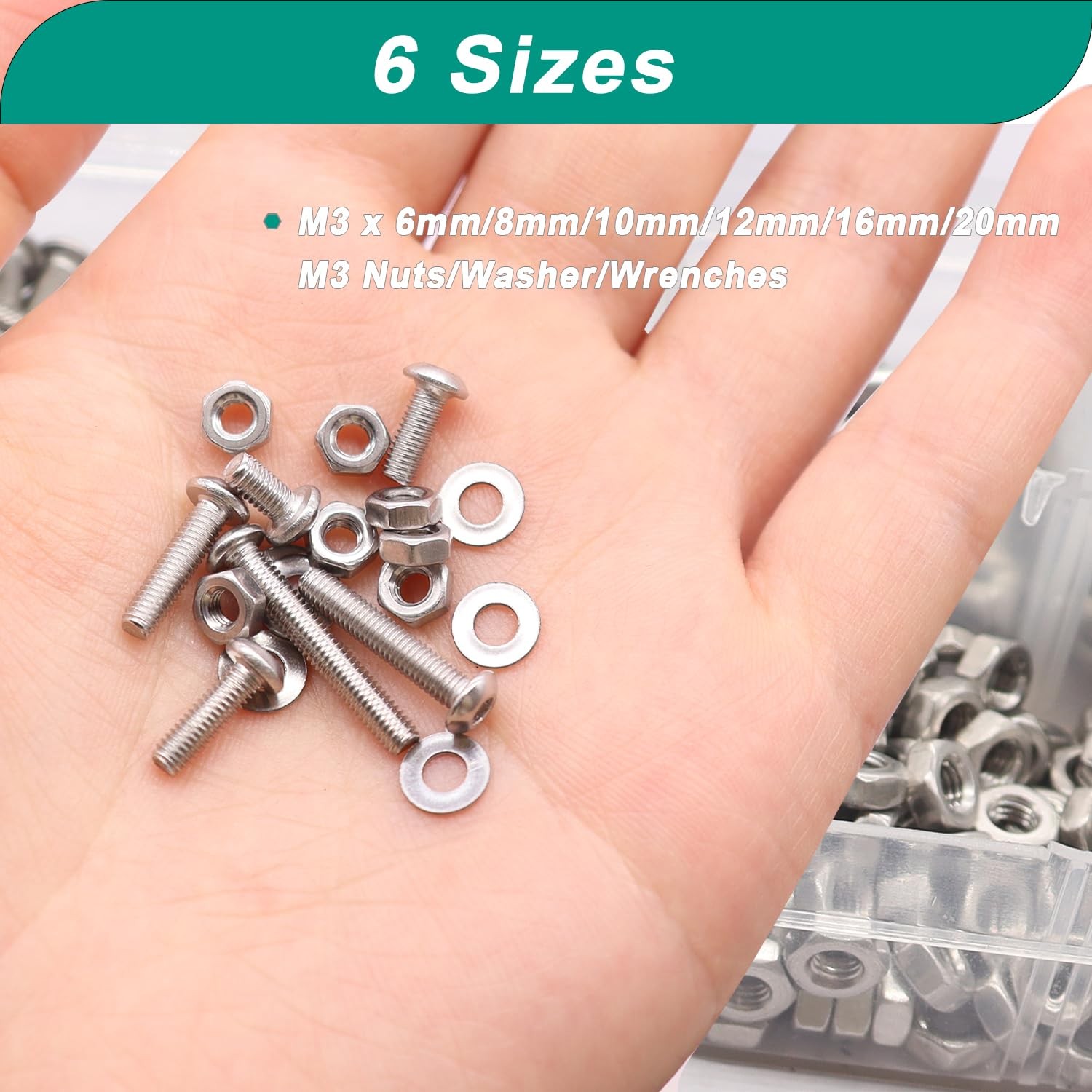 640PCS M3 Screws Kit M3 x 6mm/8mm/10mm/12mm/16mm/20mm 304 Stainless Steel Met…