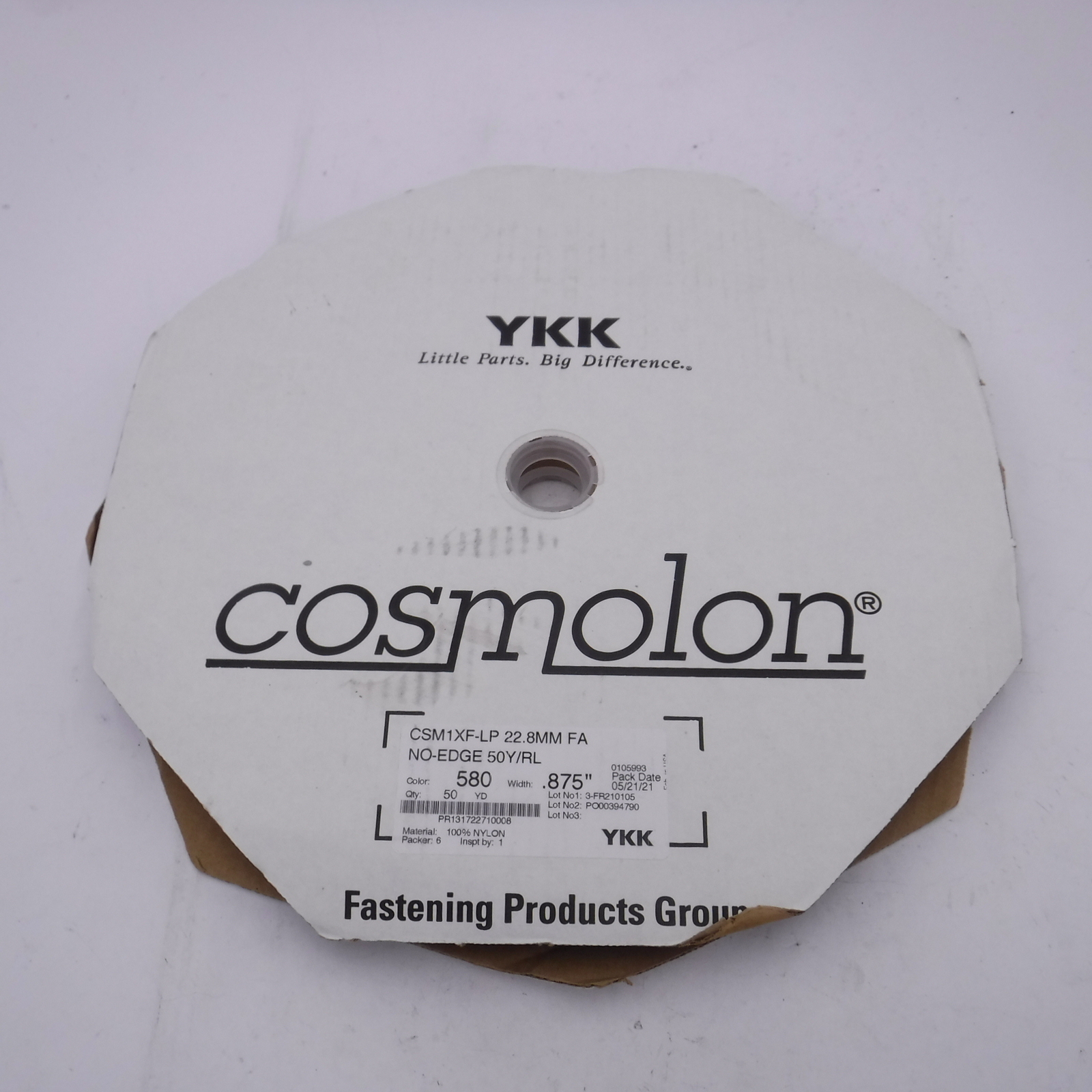 50Yds YKK Cosmolon 7/8″ (.875″) Loop Side Fastener No Edge Black CSM1XF-LP