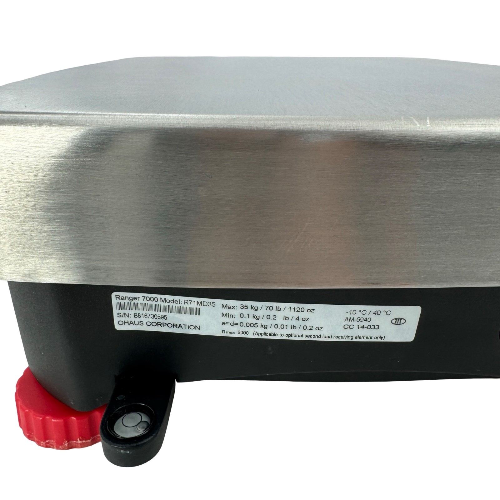 OHAUS Ranger 7000 R71MD35 Bench Scale 35kg 70lb Digital Industrial Balance