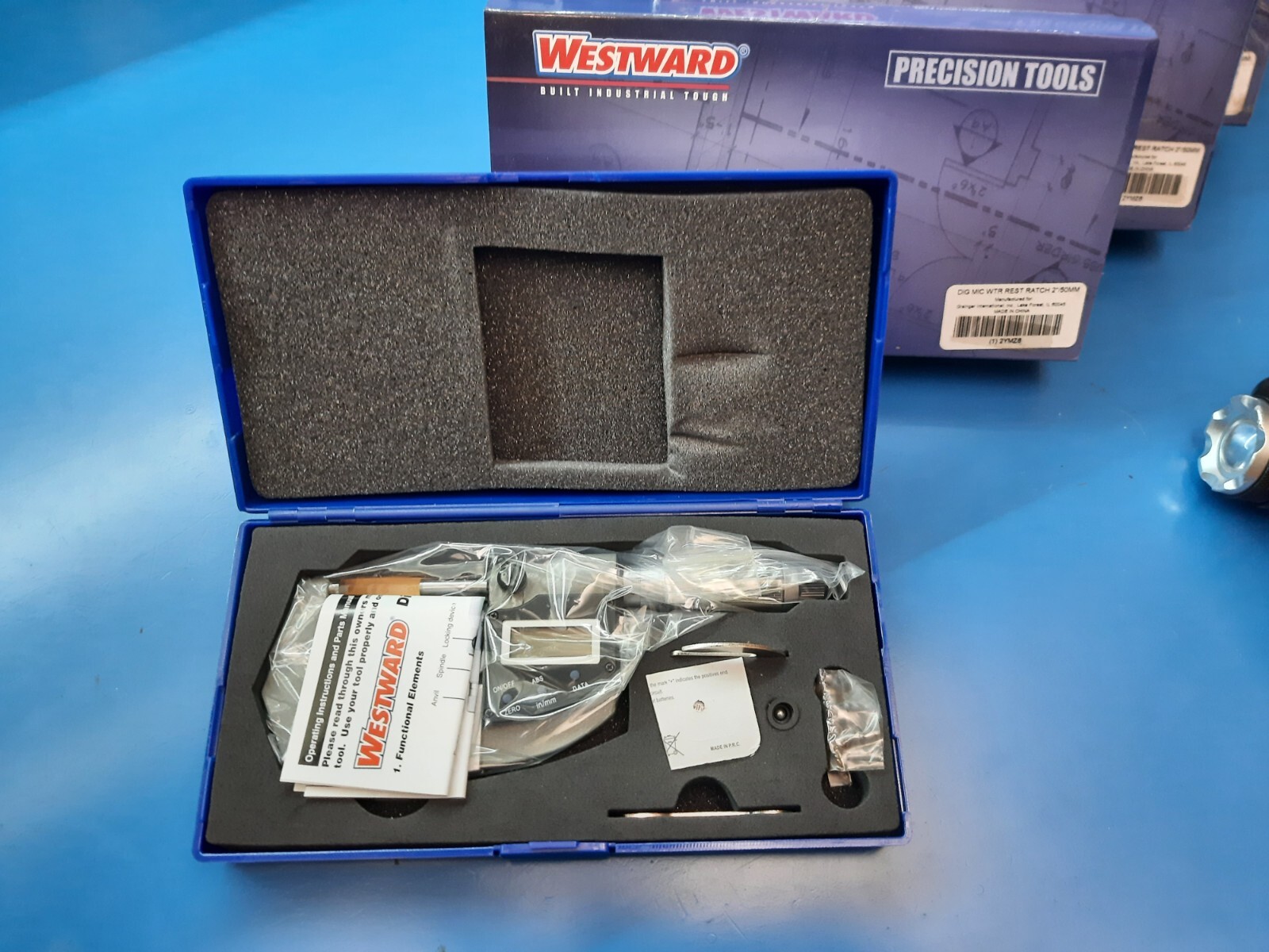 Grainger Westward Digital Outside Micrometer 1-2″ .00005″ IP54 Ratcheting NEW