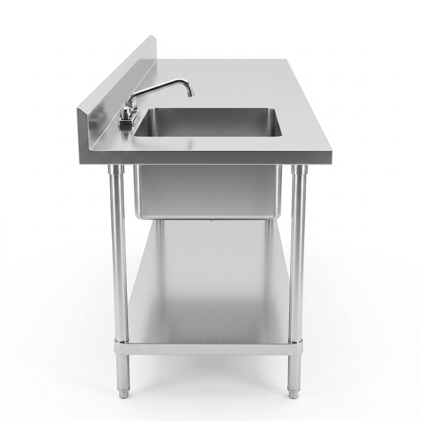 30 in. x 72 in. Stainless Steel Work Table with Built-in Left Sink and Faucet