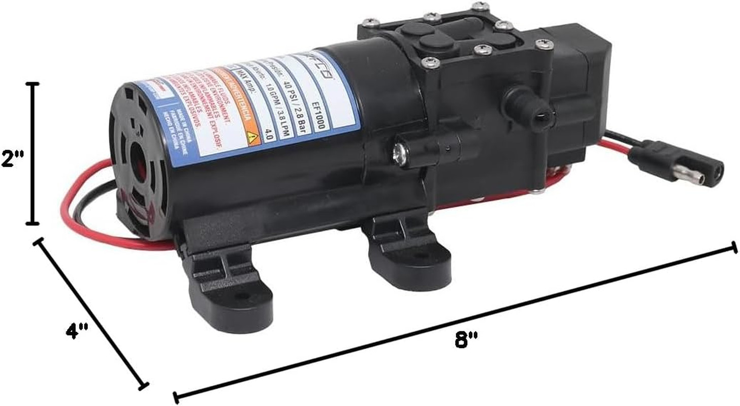 Everflo EF1000-BOX 12V Diaphragm Pump with 3/8″ Hose Barb Ports, 1.0 Gpm
