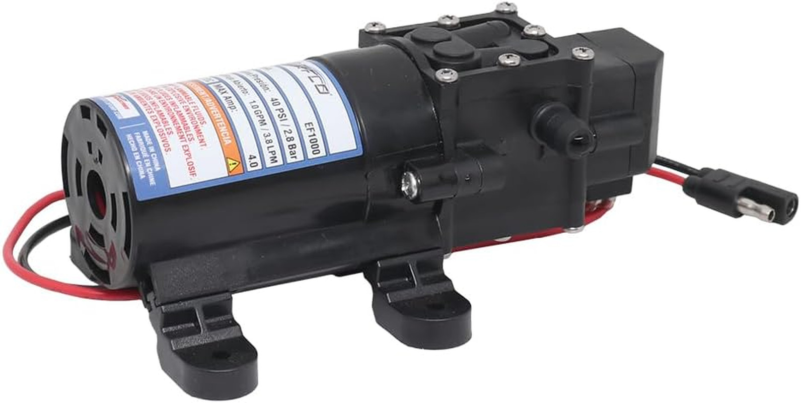 Everflo EF1000-BOX 12V Diaphragm Pump with 3/8″ Hose Barb Ports, 1.0 Gpm