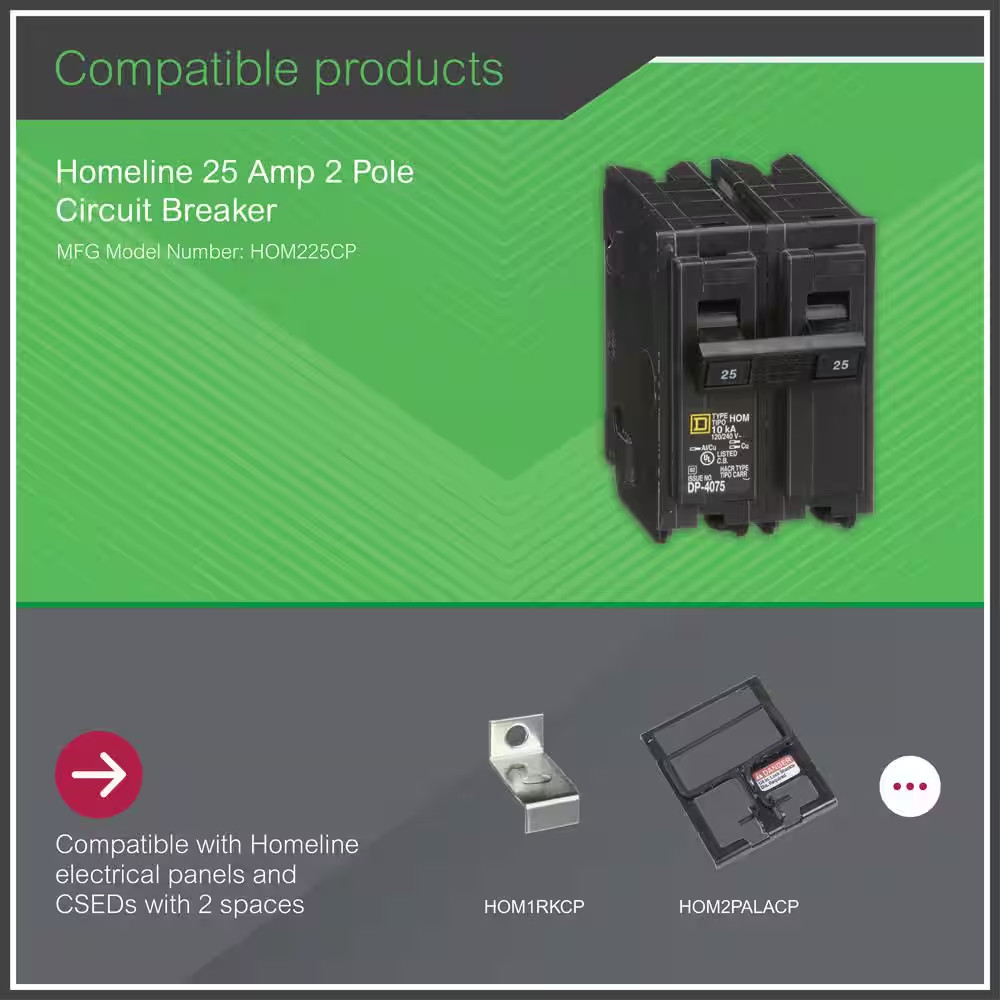 Homeline 25-Amp 2-Pole Circuit Breaker (HOM225CP)