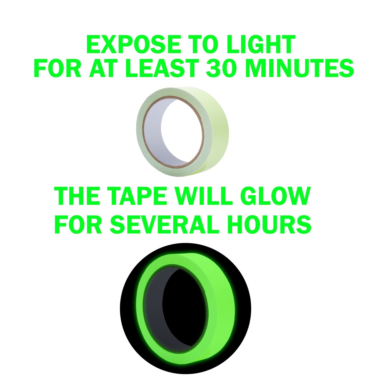 1 inch x 27 Feet Luminous Glow in the Dark Tape Green Glowing Safety Sticker